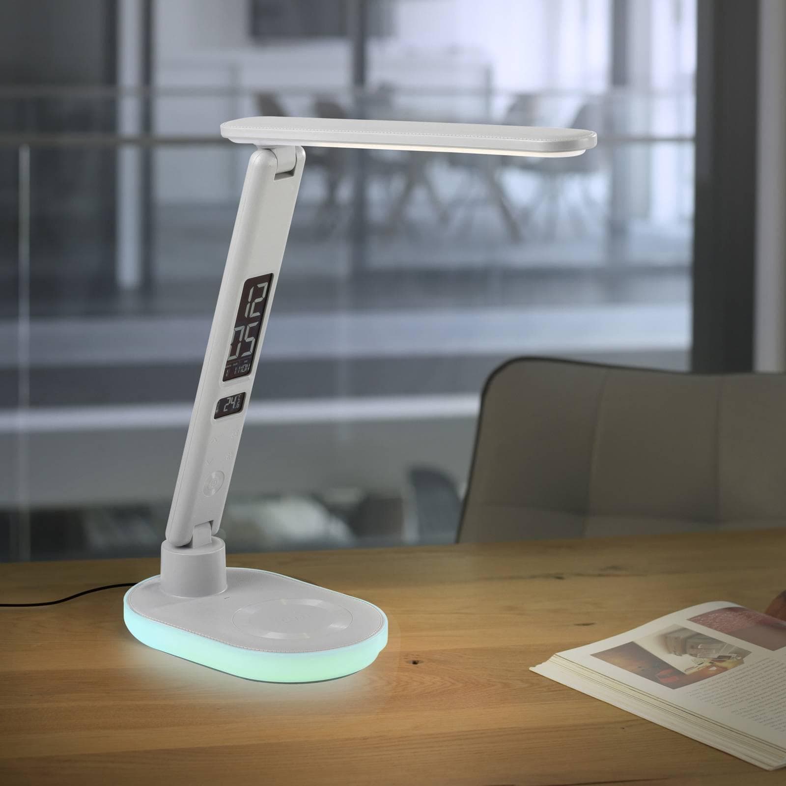 JUST LIGHT LED Schreibtischlampe Tina, Weiß, Kunststoff, RGB-Farbwechsel