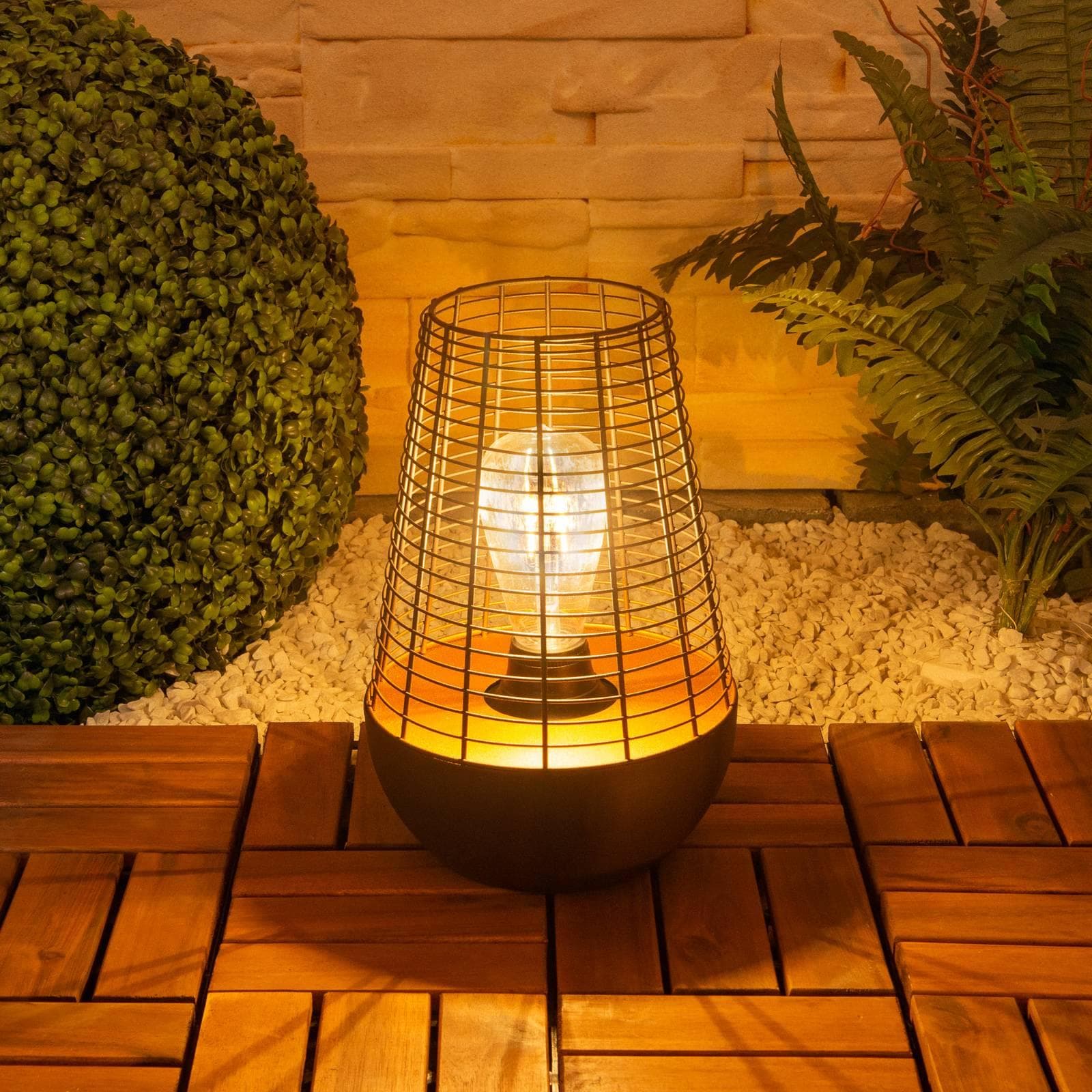 Näve Gartenleuchte LED Timerfunktion Warmweiß Kupfer Schwarz