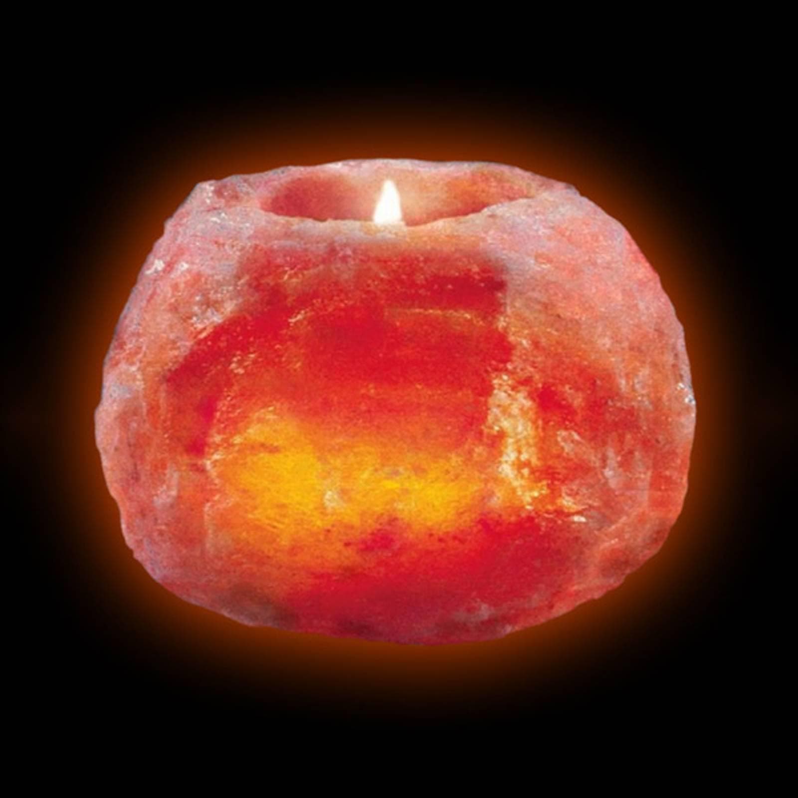 Salzkristall-Teelichthalter 700 g Orange
