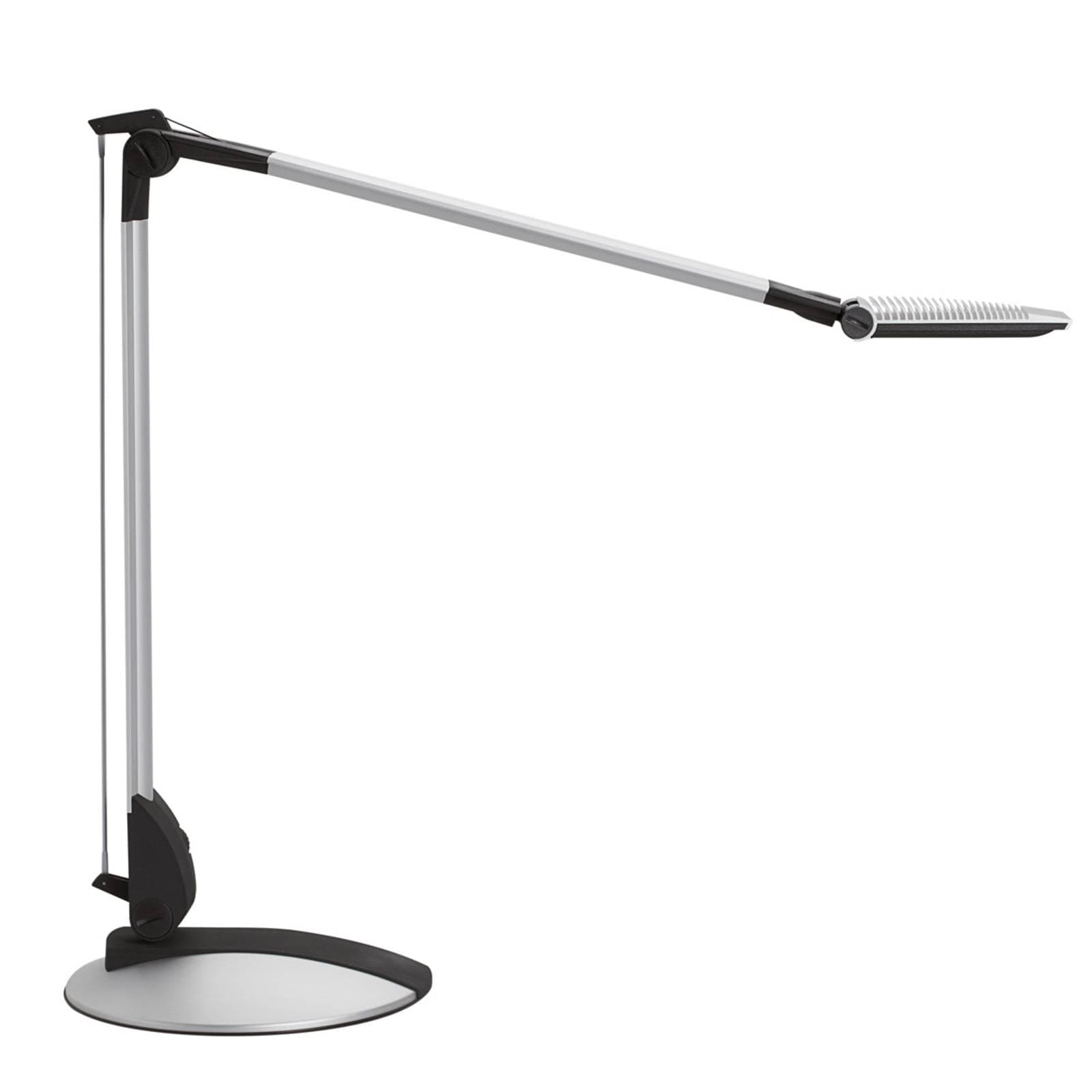 MAULoptimus LED-Schreibtischlampe Silber Standfuß dim CCT