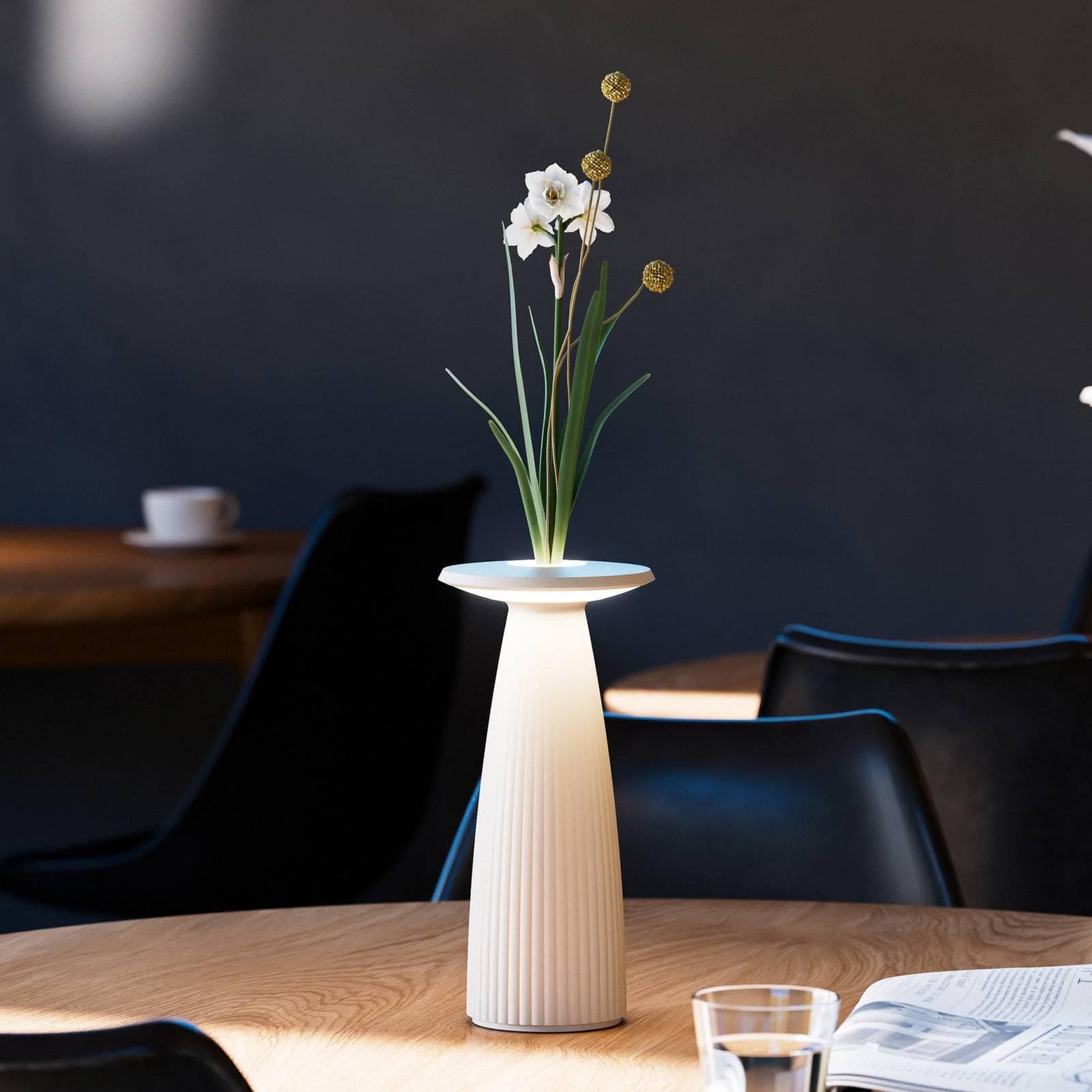 Sigor LED-Akku-Tischlampe Nuflair Beige IP54 Dimmbar 24 cm