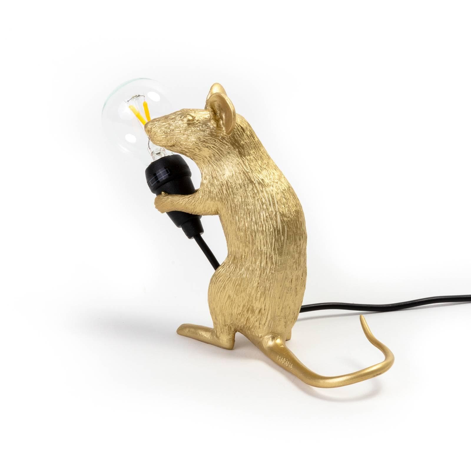 SELETTI Mouse Lamp LED-Dekolampe USB sitzend gold