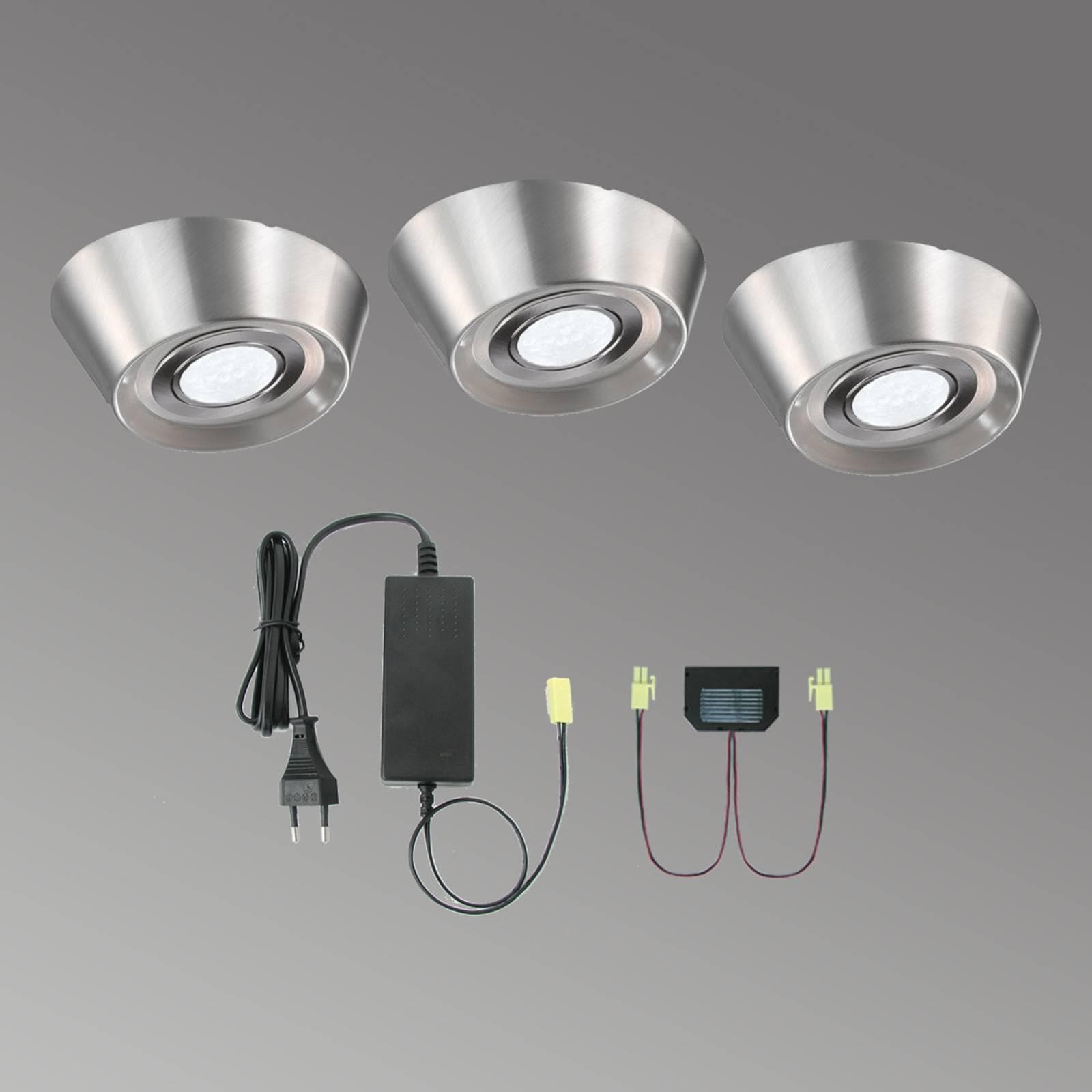 Evotec 3-er Set LED-Unterbauleuchten PAL CF, 12 cm Ø