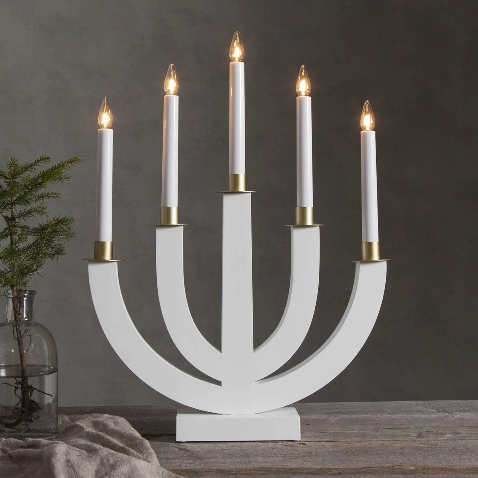 Kerzenleuchter Eli weiß Gold