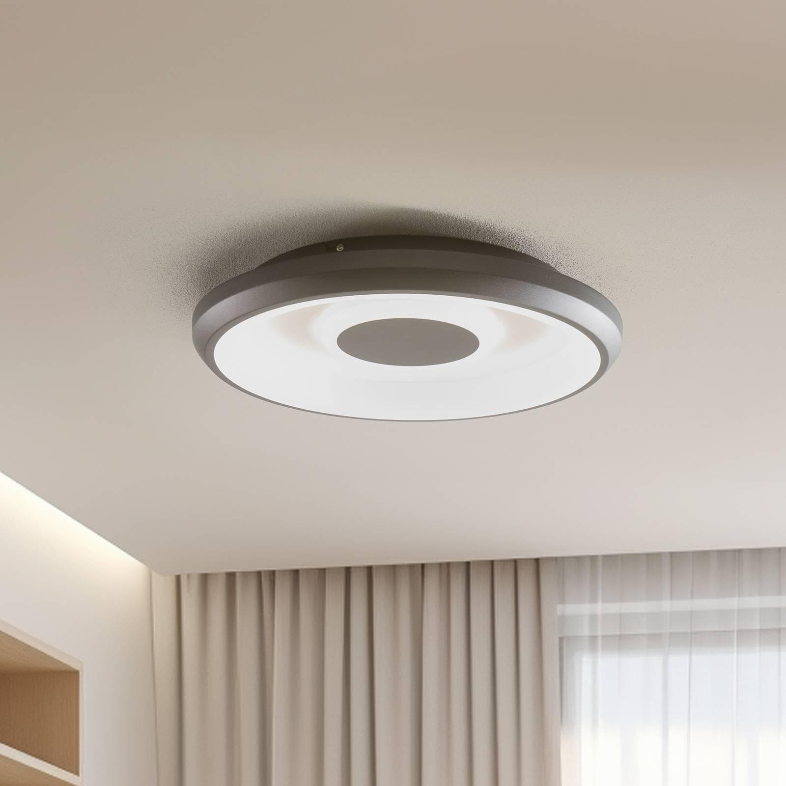 Lindby Smart Lynden LED-Deckenlampe Ø 48cm Schwarz RGB Tuya