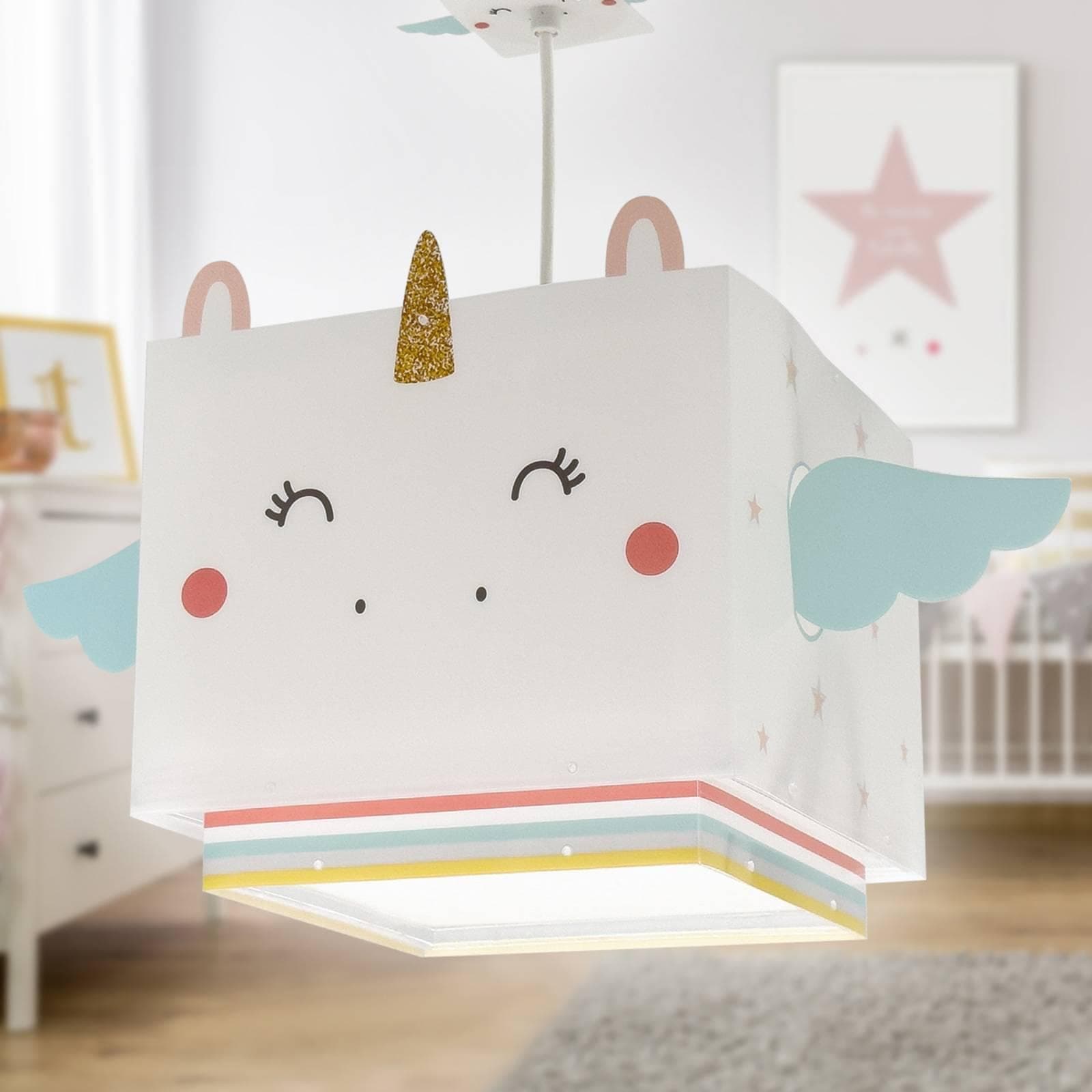 Dalber Little Unicorn Kinderzimmer-Hängeleuchte Rosa Weiß Hellblau