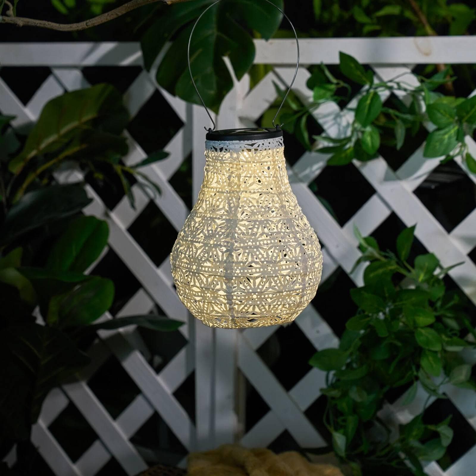 Pauleen LED Solarleuchte Sunshine Blaze Lampions Solar Weiß Tyvek Vlies 2er-Set