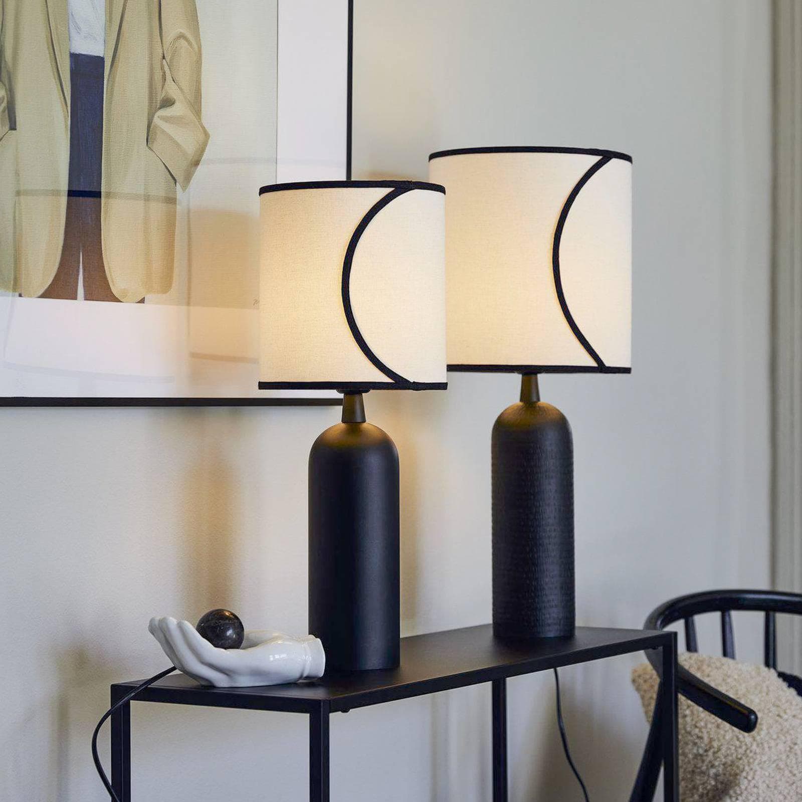 PR Home Tischlampe Carter Celyn Ava Offwhite/Schwarz Ø 20 cm