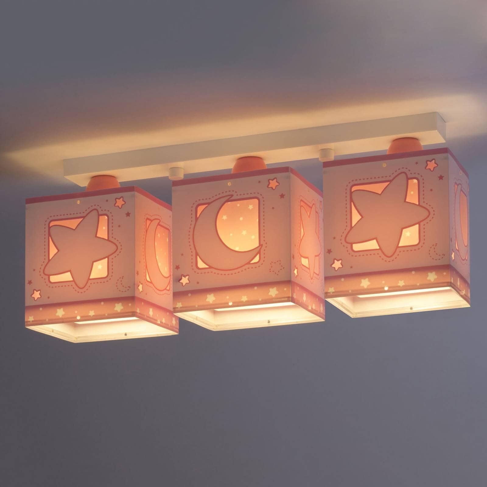 Dalber Kinder-Deckenleuchte Moonlight Dreiflammig Rosa
