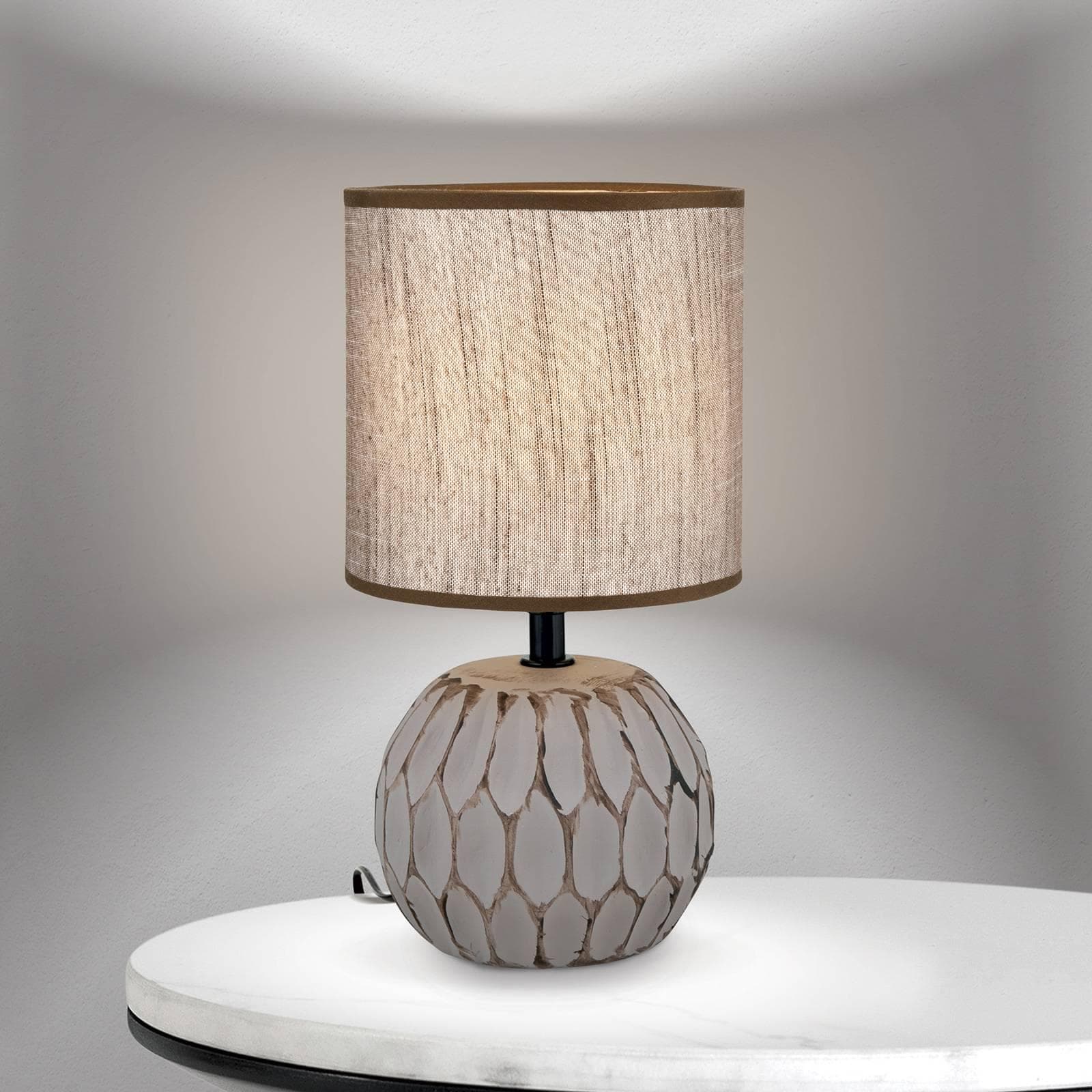 Tischlampe Pinia Braun Keramik/Leinen
