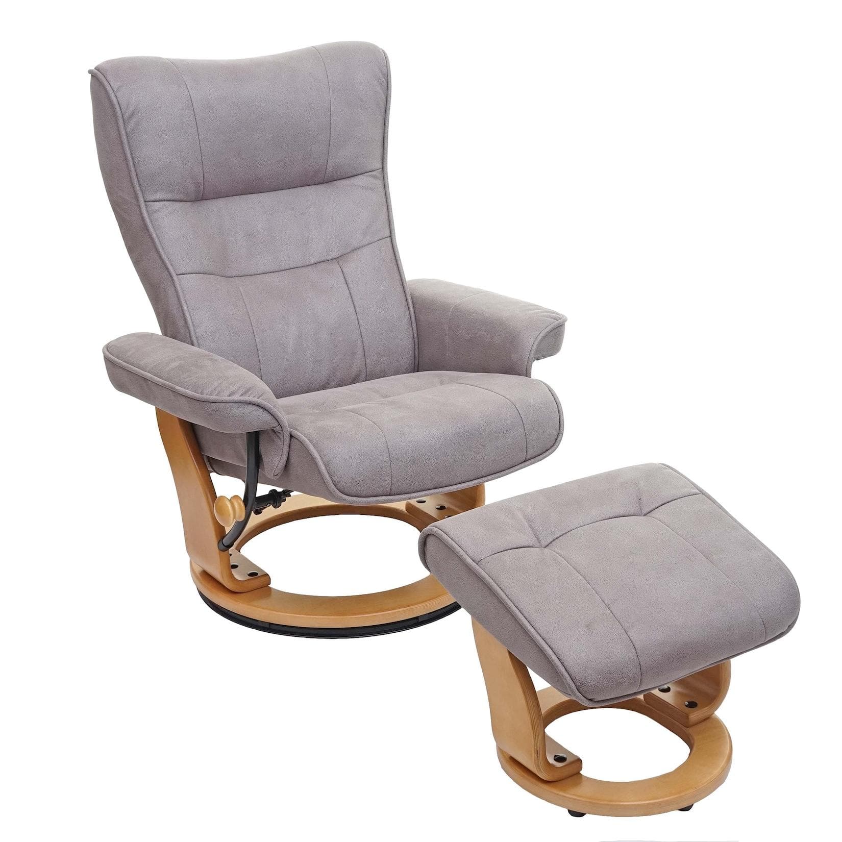 MCA Relaxsessel Edmonton Fernsehsessel mit Hocker hellgrau naturbraun
