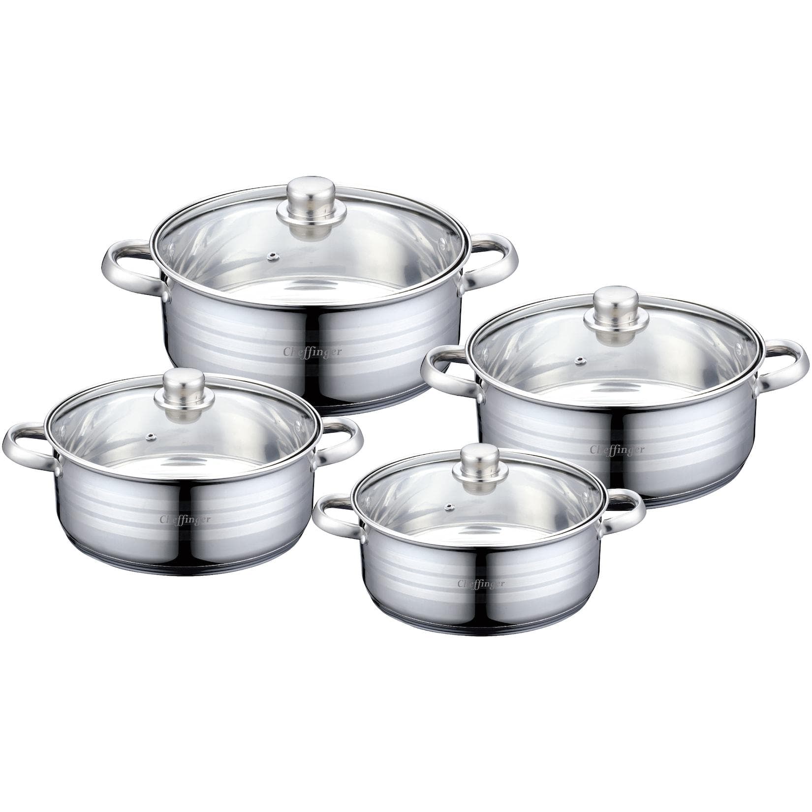 8-tlg Kochgeschirr Set Edelstahl Induktion 24-30cm Silber