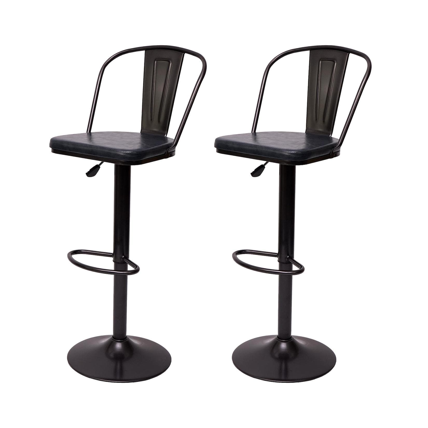 MCW 2er-Set Barhocker Industrial Grau Kunstleder höhenverstellbar