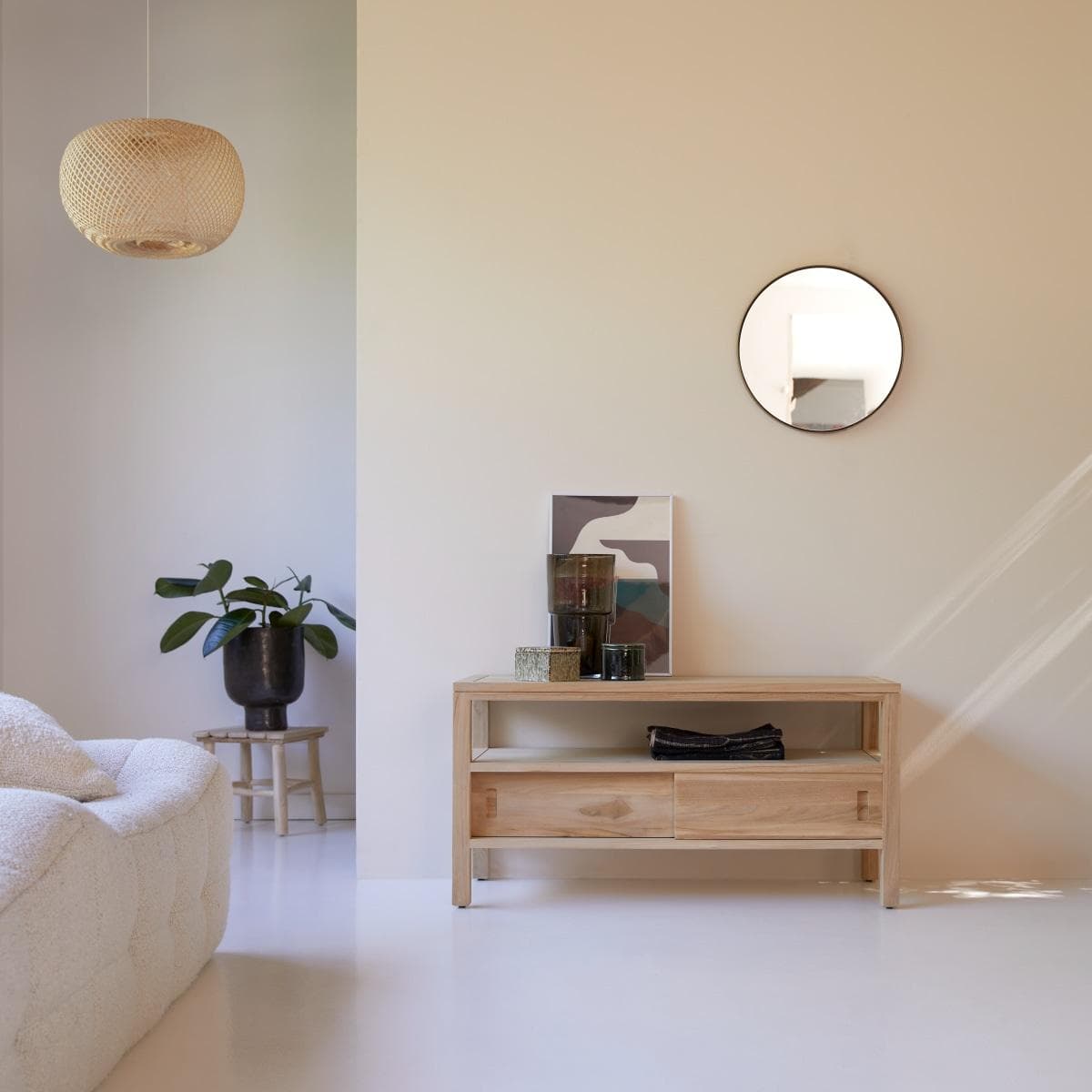 TV Schrank TV Unterschrank Board aus Teak 100 cm natürliches Teakholz