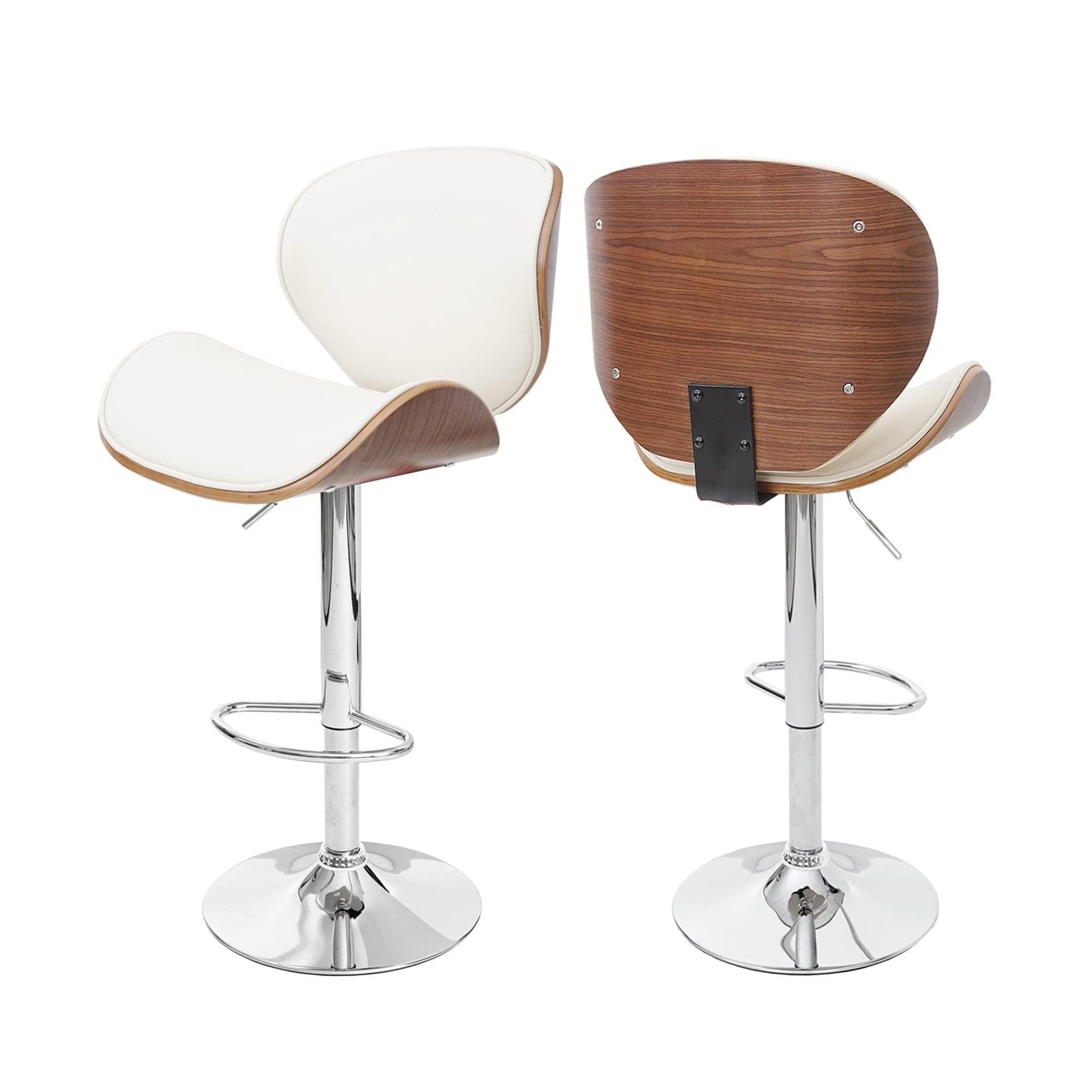 MCW Barhocker Arklow Barstuhl Holz Bugholz Retro-Design Walnuss Creme