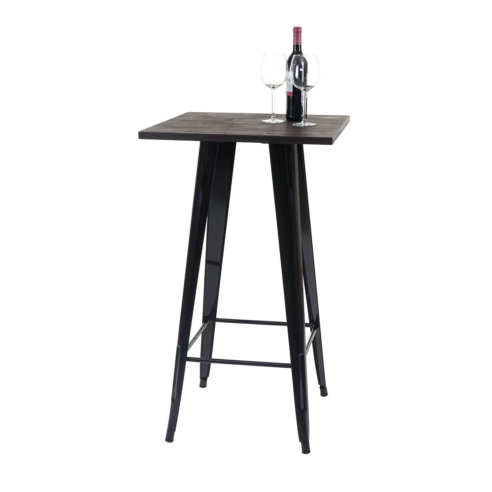 MCW Stehtisch A73 Schwarz Holzplatte Industriedesign