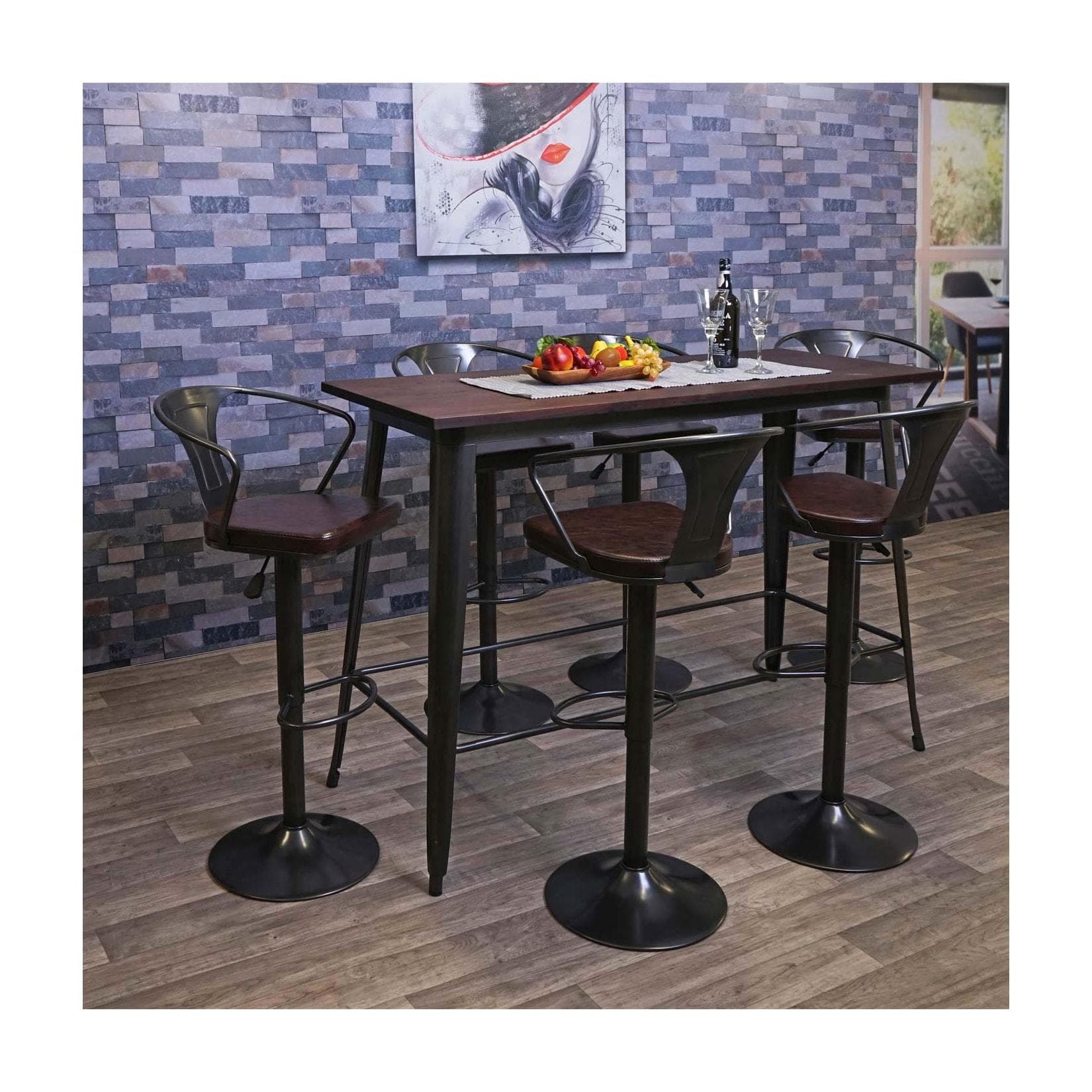 MCW Bartisch H10 Ulmenholz Vintage Schwarz-Braun Industrie-Design