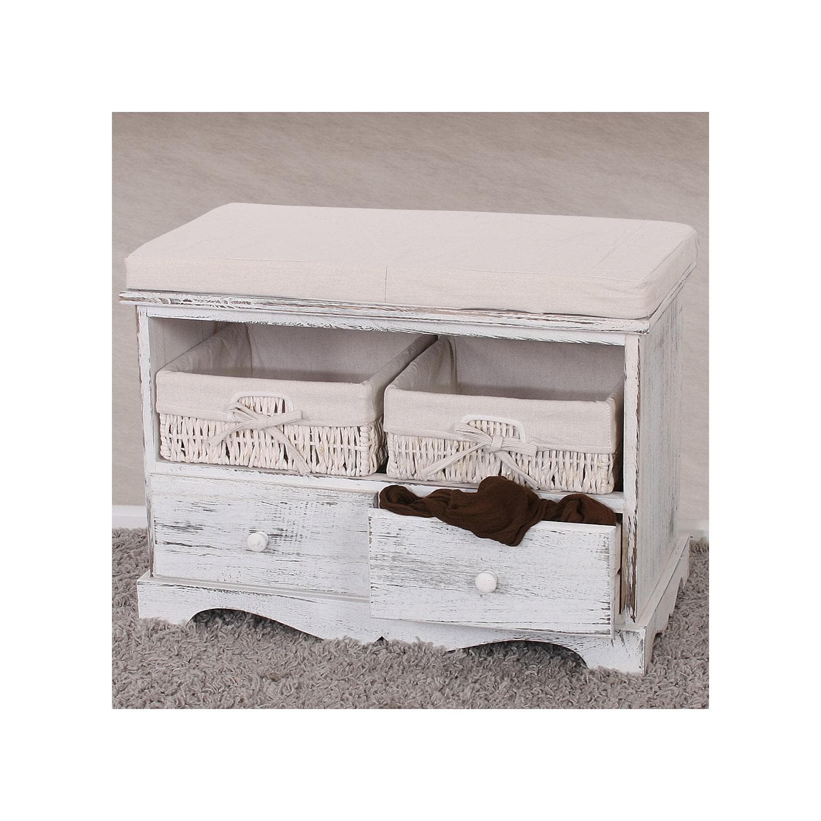 Sitzbank mit 2 Körben und großem Stauraum