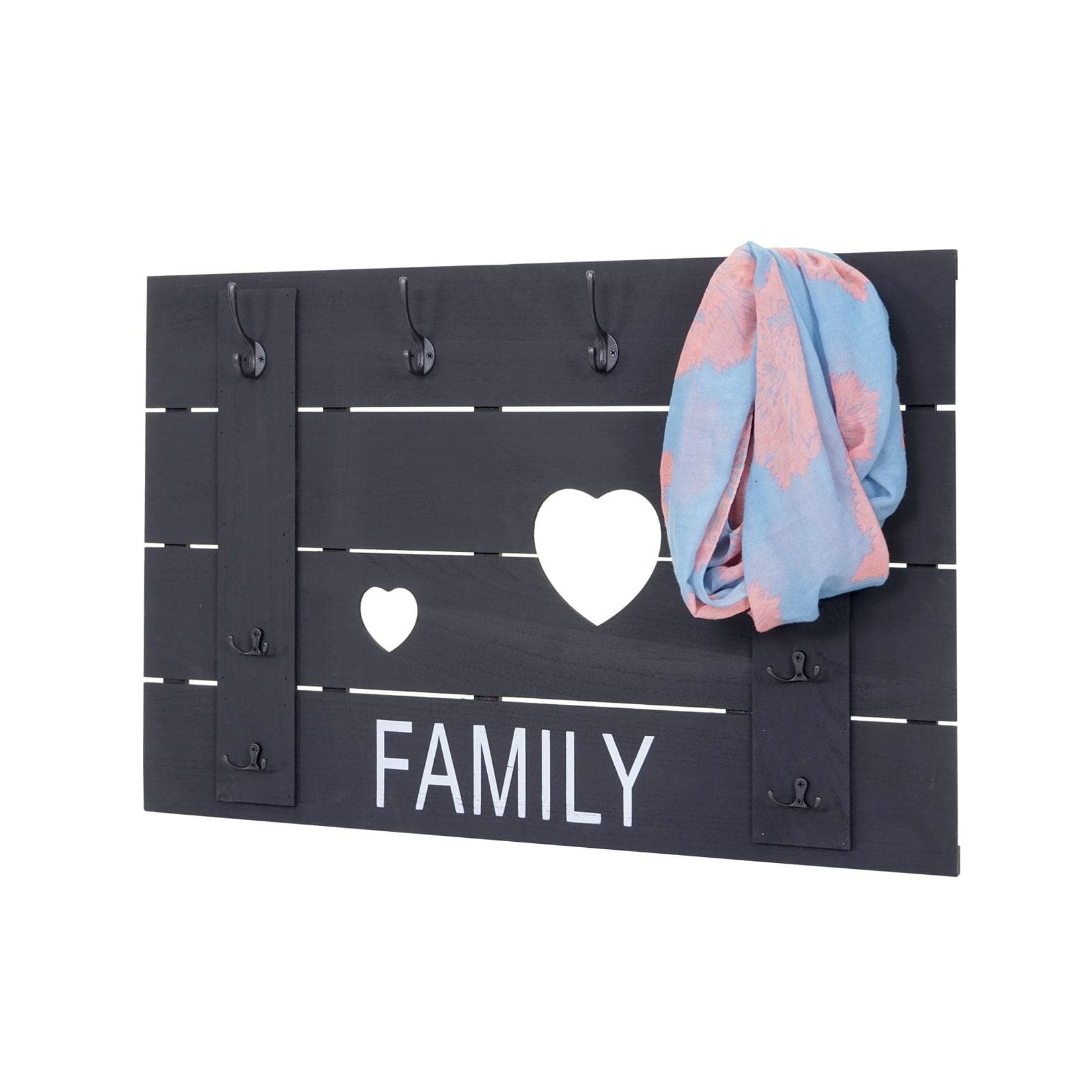 MCW Wandgarderobe Shabby-Look 8 Haken Dunkelgrau