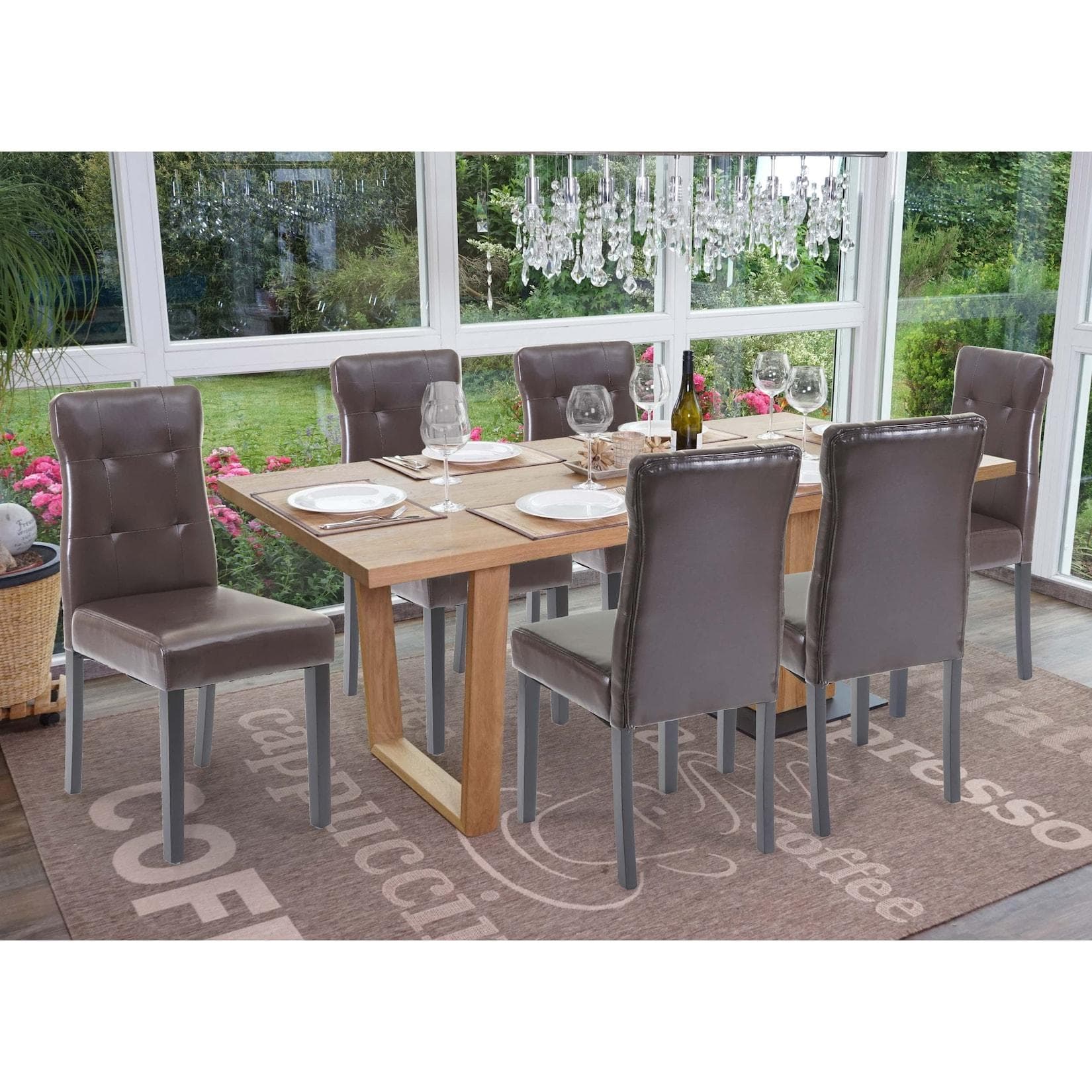 Esszimmerstühle mit abgerundeten Ecken & Bodenschutz (6er-Set)