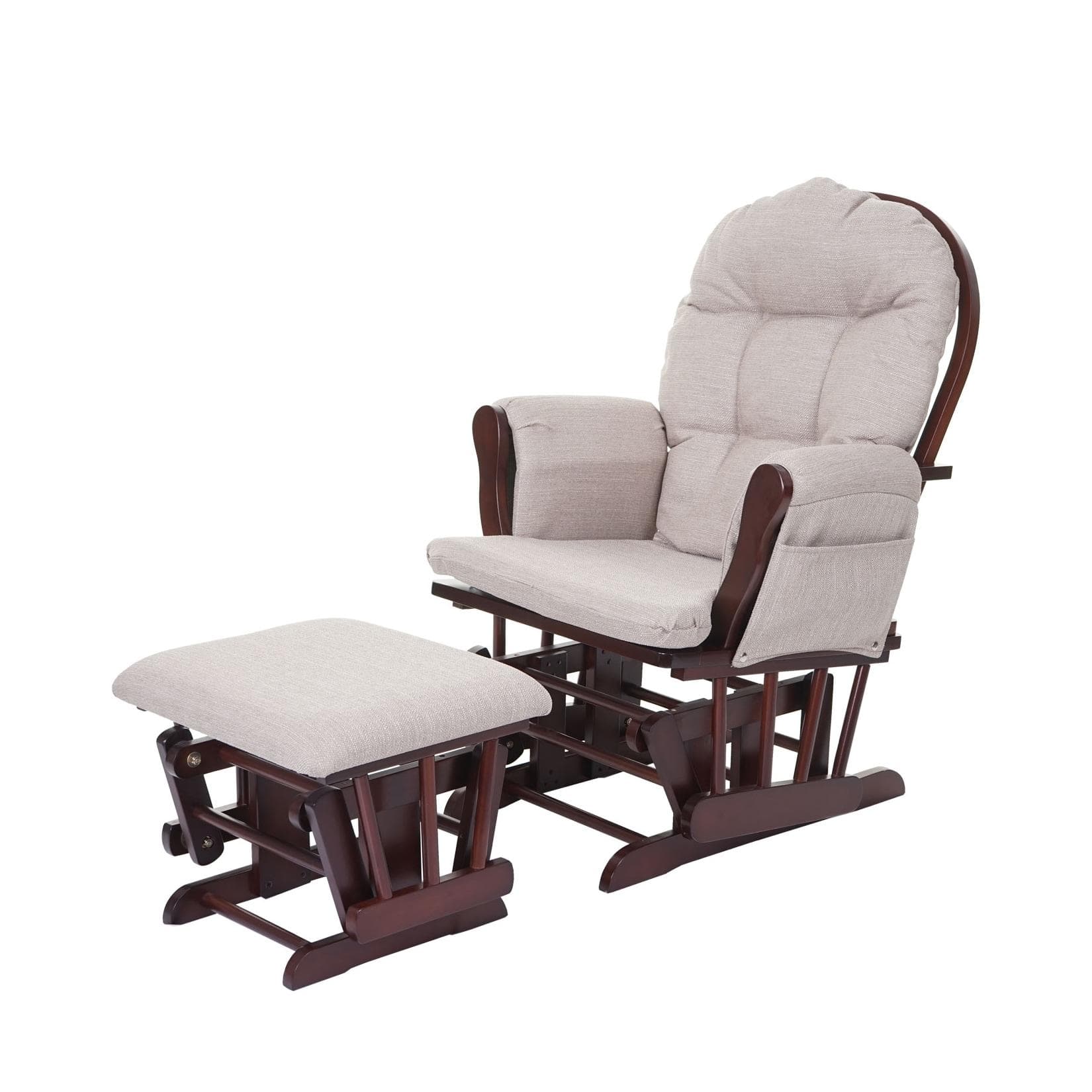 MCW Relaxsessel MCW-C76 Schaukelstuhl mit Hocker Stoff Creme-Grau