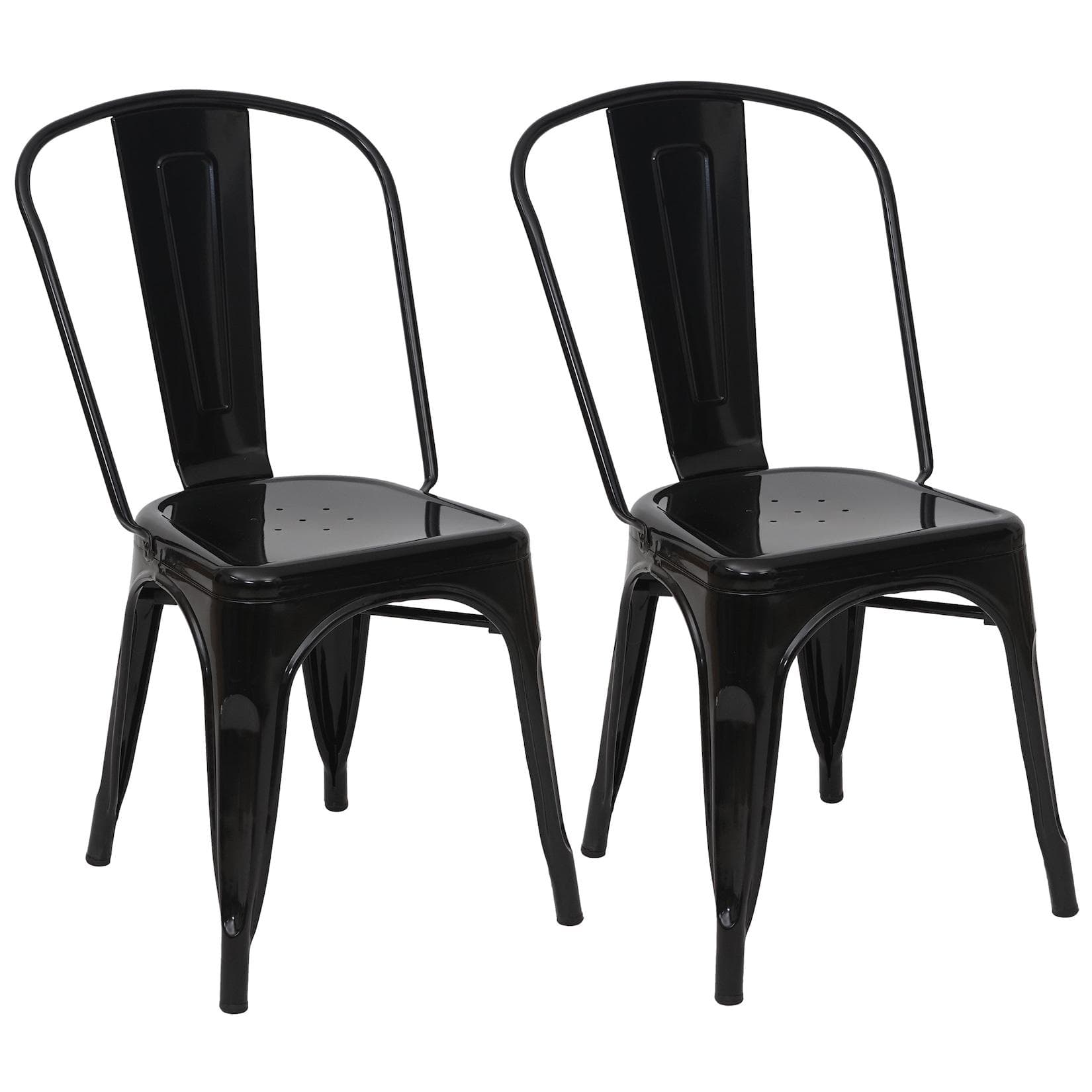 MCW 2er-Set Bistrostuhl Stapelbar Metall Schwarz Industriedesign