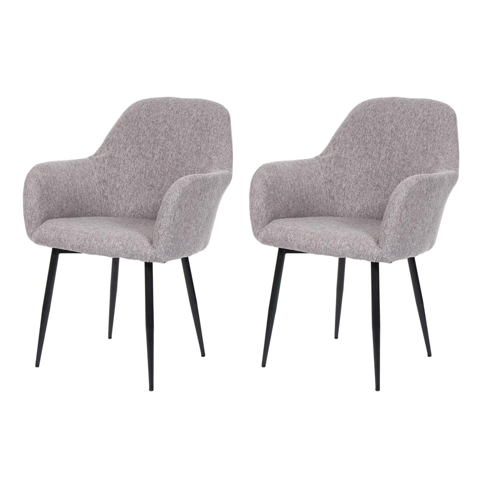 2er-Set Esszimmerstuhl MCW-F18 Retro Design Grau Schwarz Stoff