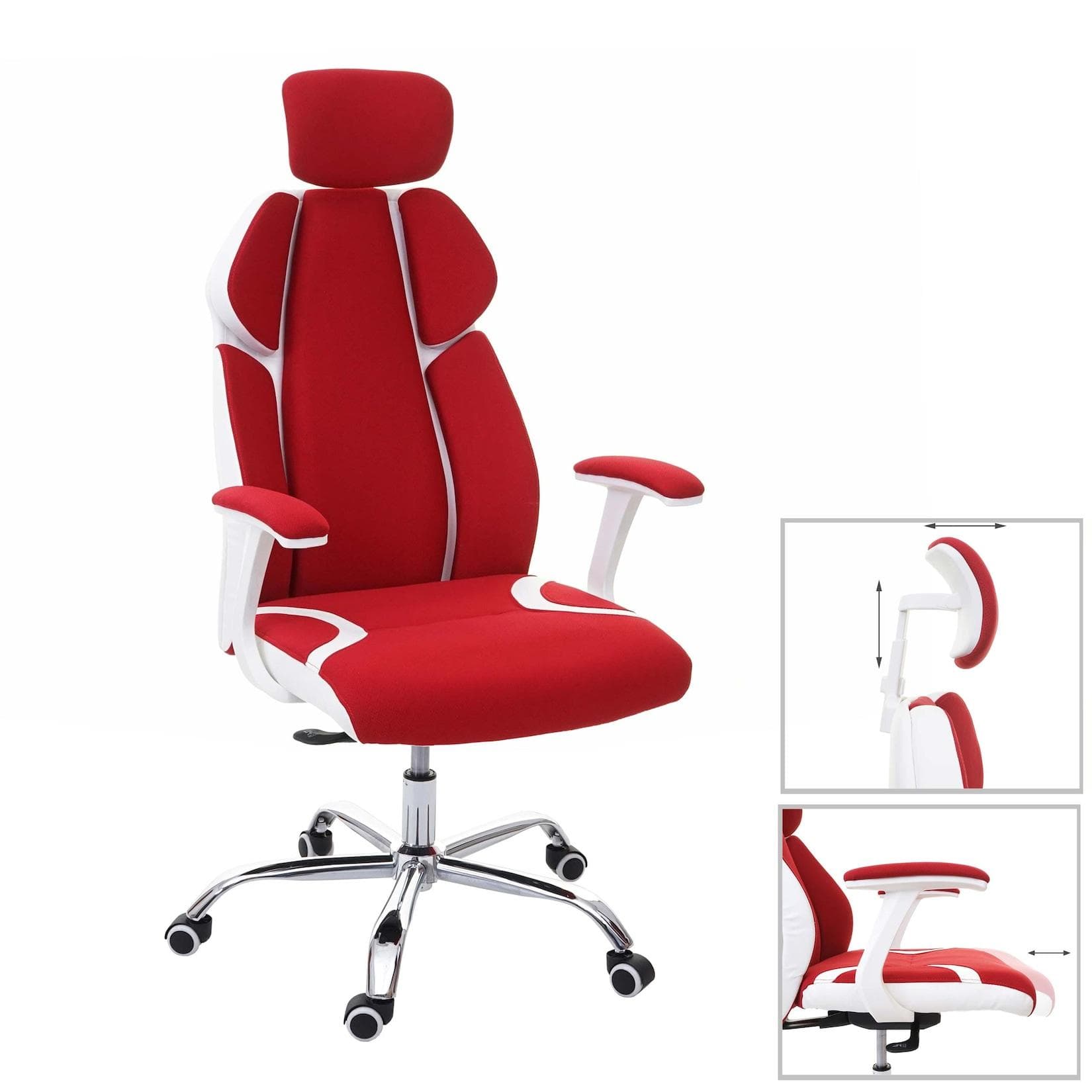 MCW Bürostuhl MCW-F12 Chefsessel mit Sliding-Funktion rot/weiß