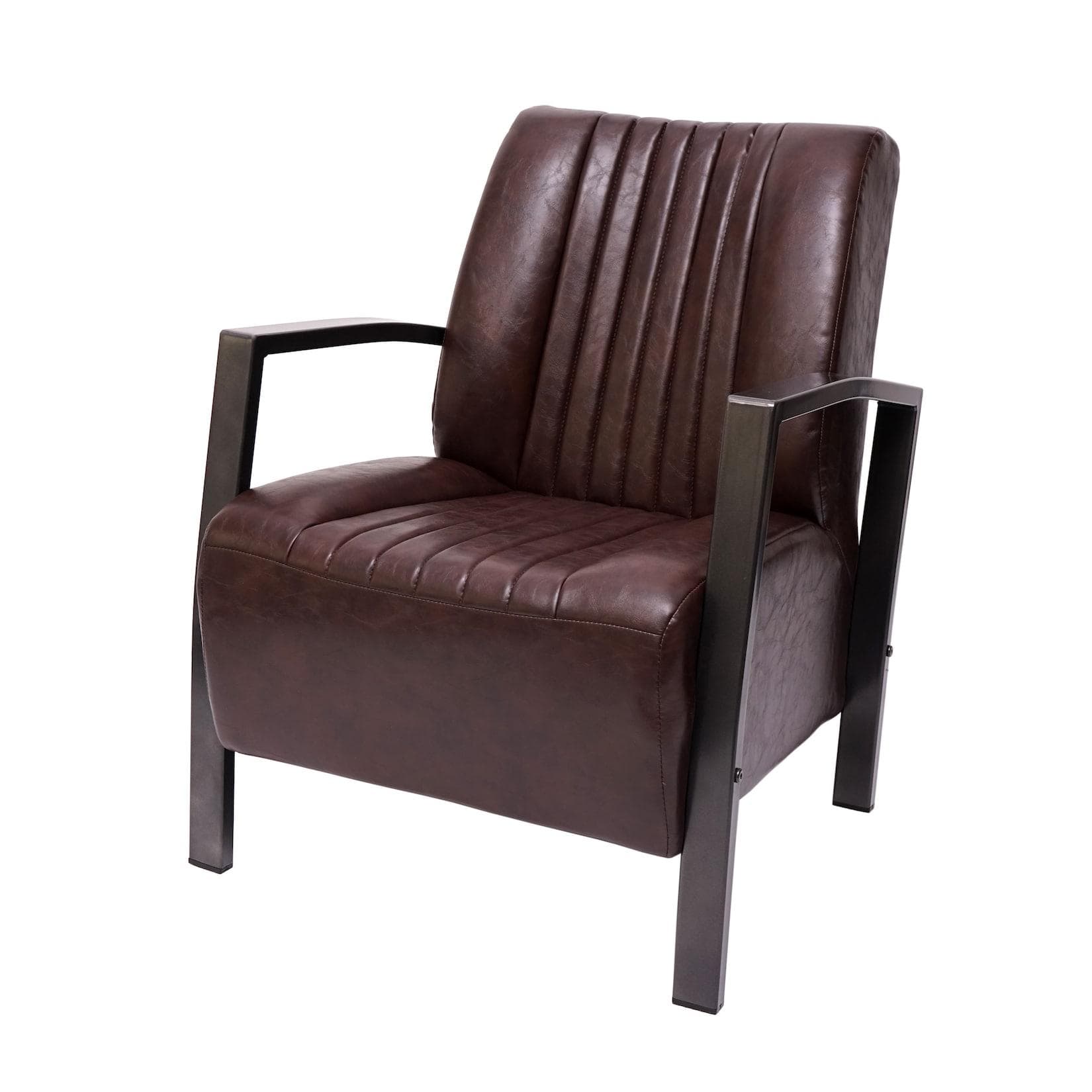 Sessel MCW-H10 Loungesessel Metall Industriedesign Vintage Braun