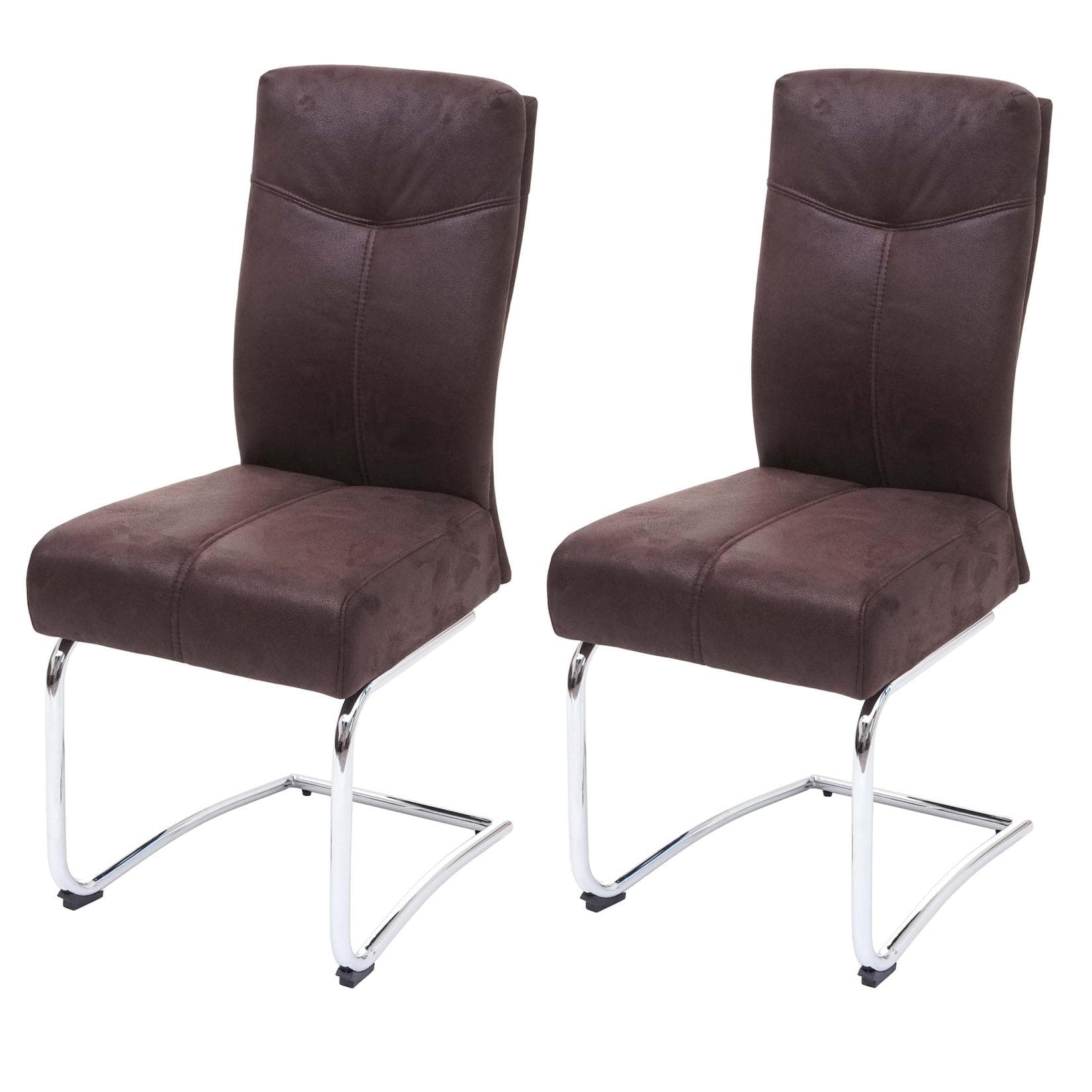 MCW 2er-Set Esszimmerstuhl MCW-G56 Braun Wildleder-Optik Freischwinger