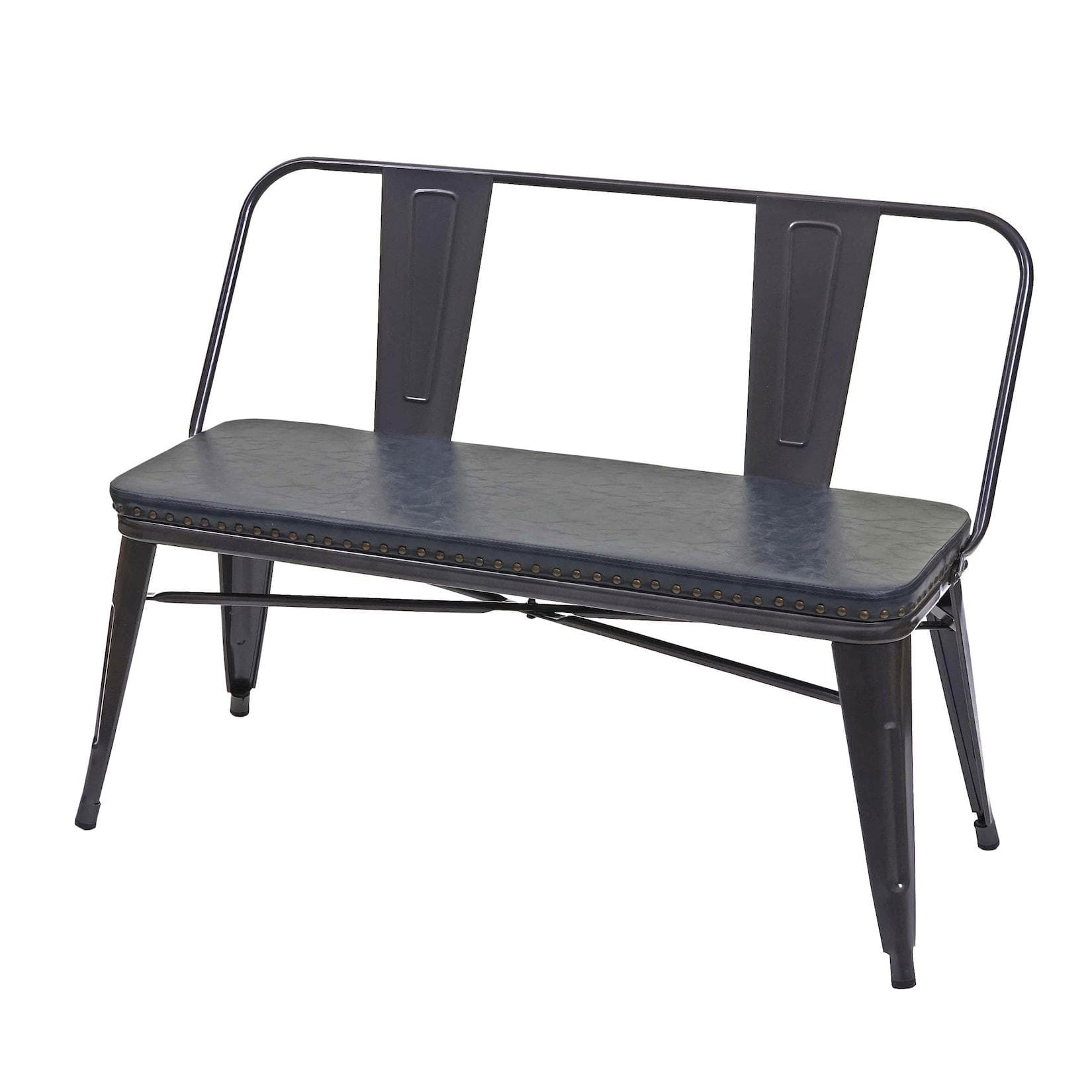 MCW 2er Sitzbank Industrie-Design Vintage Kunstleder Schwarz-Grau