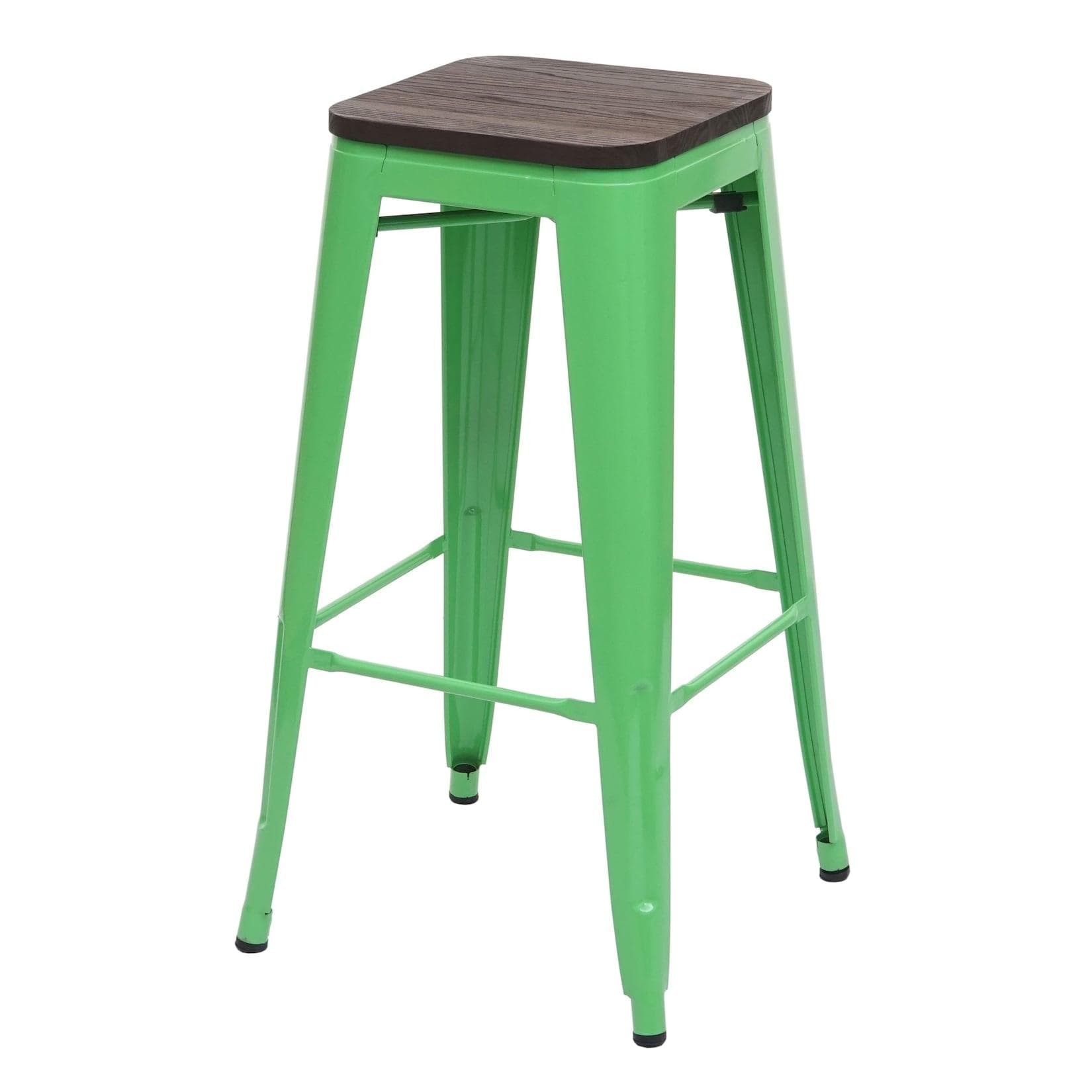 MCW Barhocker MCW-A73 Grün Holz-Sitzfläche Metall Industriedesign Stapelbar