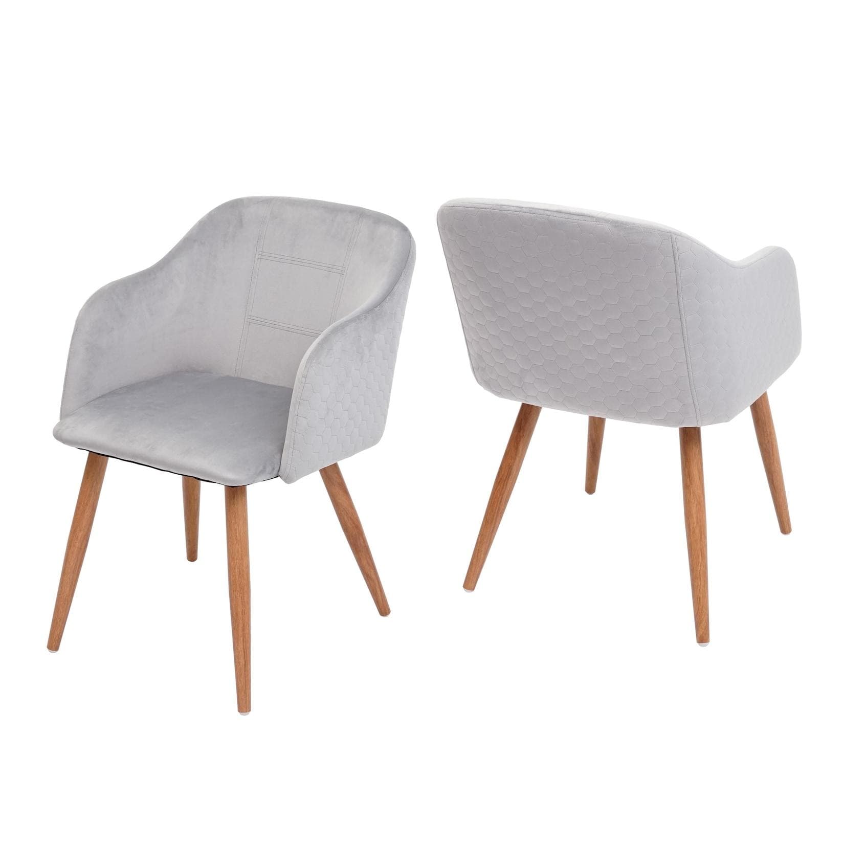 2er-Set Esszimmerstuhl MCW-D71 Retro Design Samt hellgrau