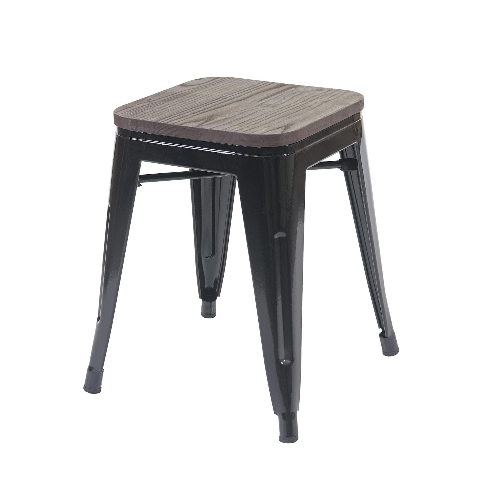Hocker MCW-A73 Metall Holz Stapelbar Schwarz