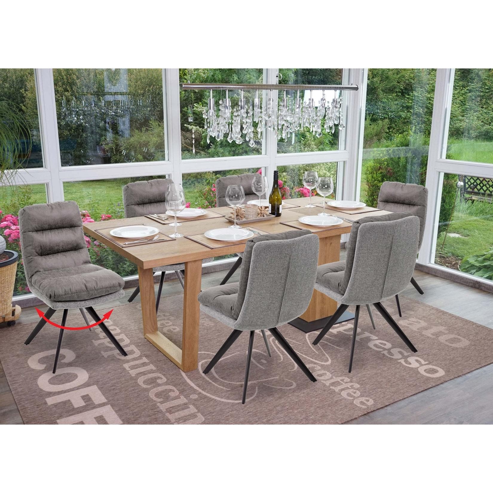 6er-Set Esszimmerstuhl MCW-G66 Küchenstuhl Stoff MVG ~ hellgrau-grau