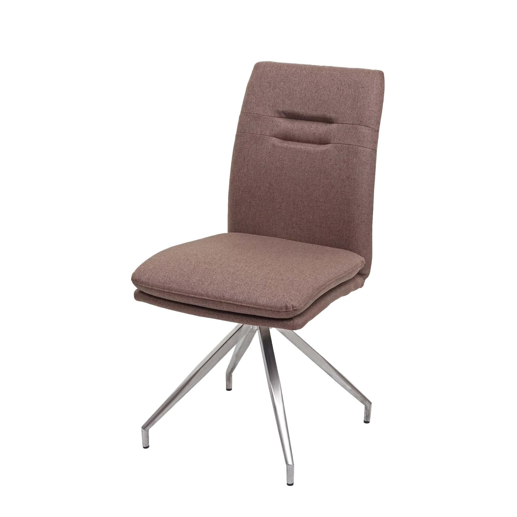 Esszimmerstuhl MCW-H70 Küchenstuhl Lehnstuhl Stoff Edelstahl gebürstet braun