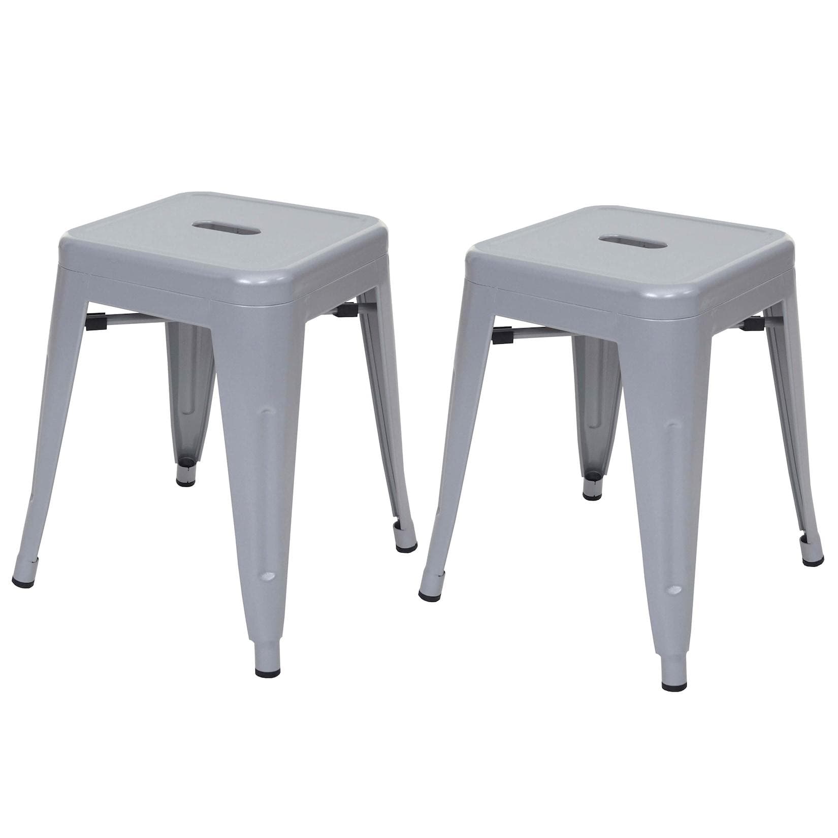 MCW 2er-Set Hocker Metall Grau Industriedesign Stapelbar