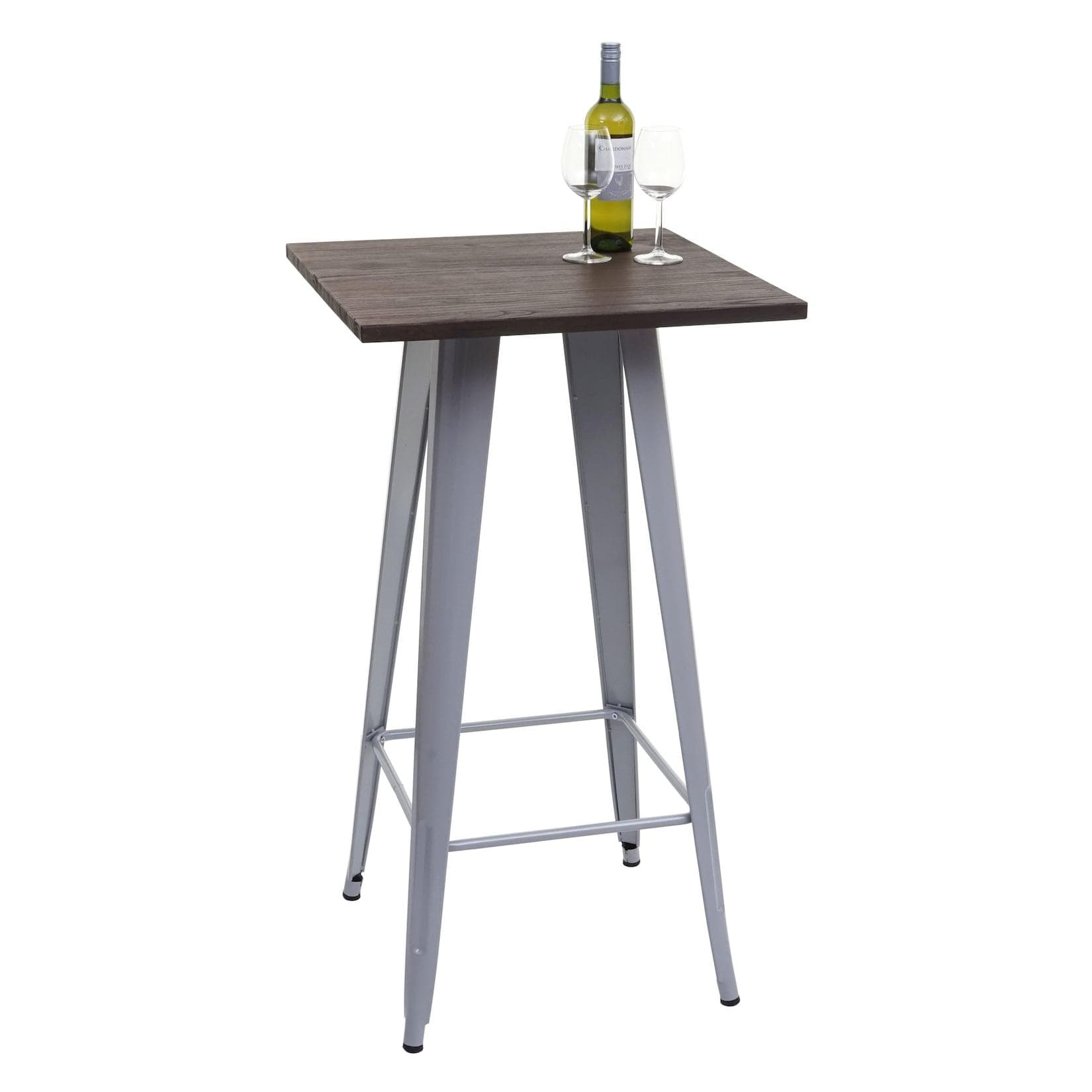 MCW Stehtisch mit Holzplatte Grau Industriedesign