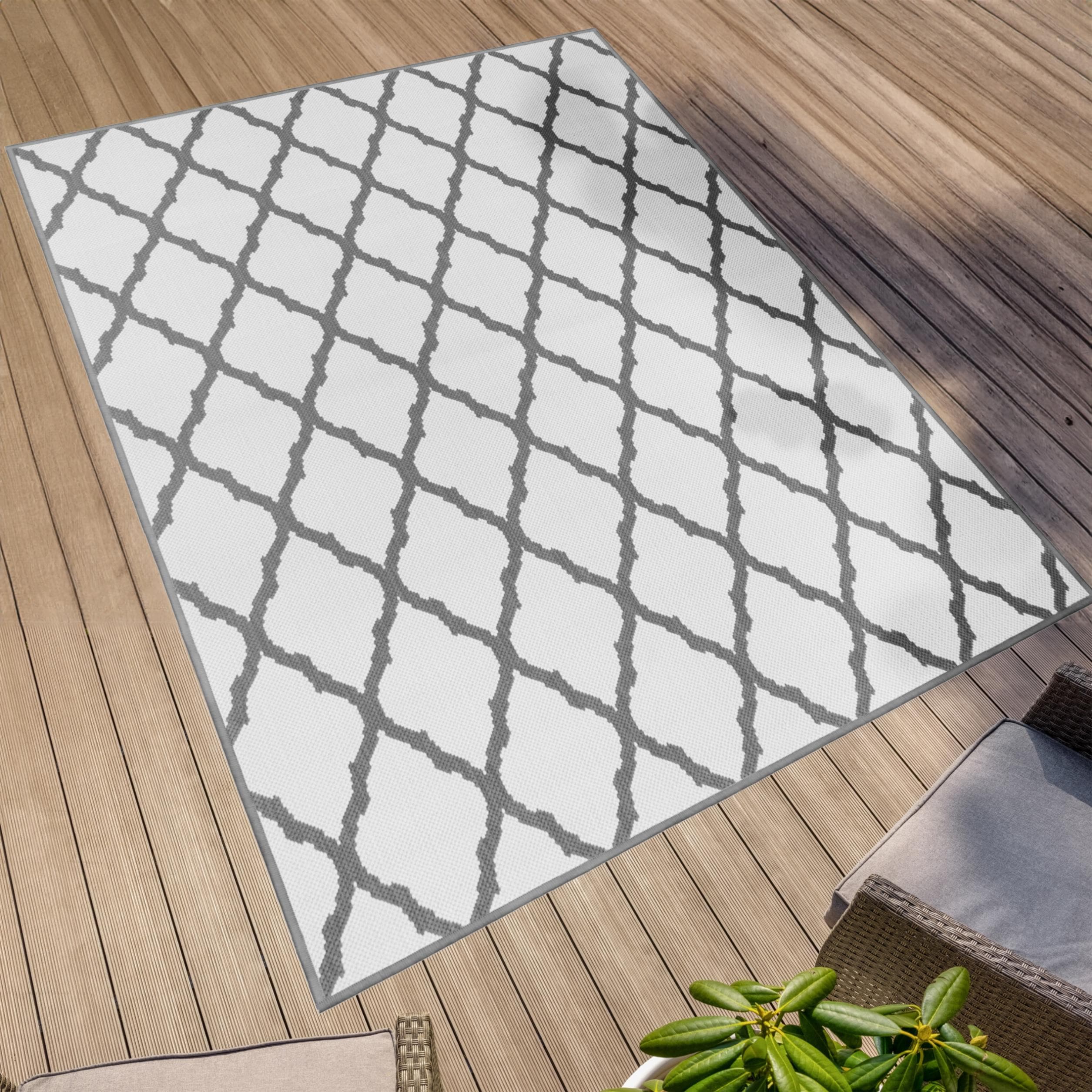 Primaflor Outdoorteppich REVERSO Grau Beige Rauten Design Wendeteppich