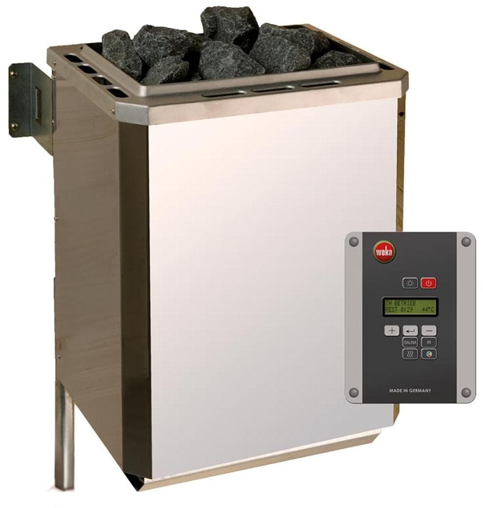 Weka Saunaofen OS 9 kW Silber mit Steinen und Steuerung