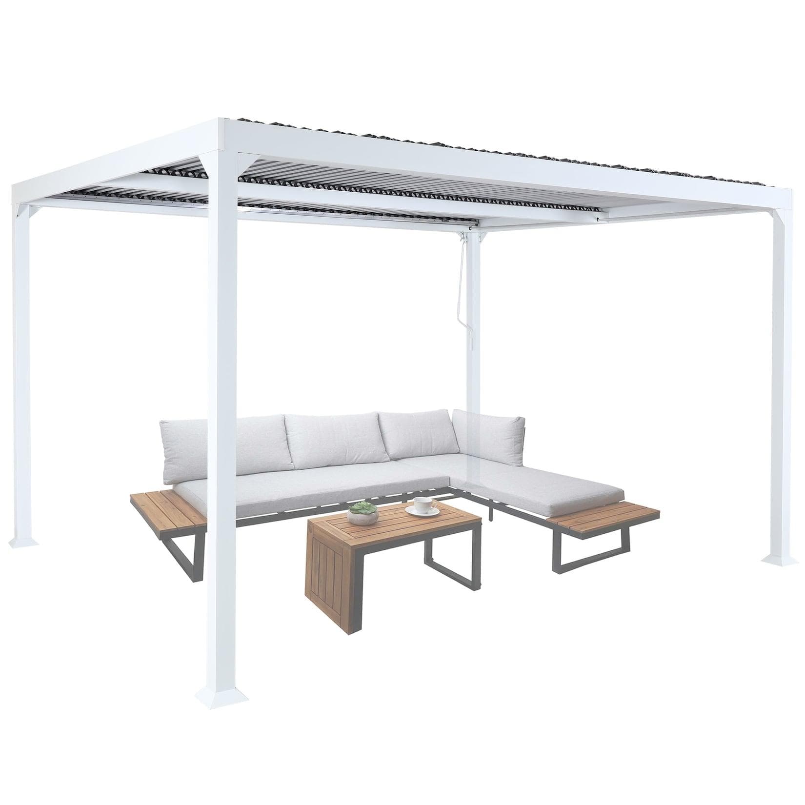 MCW Alu Pergola MCW-L41 Weiß Drehbares Lamellendach