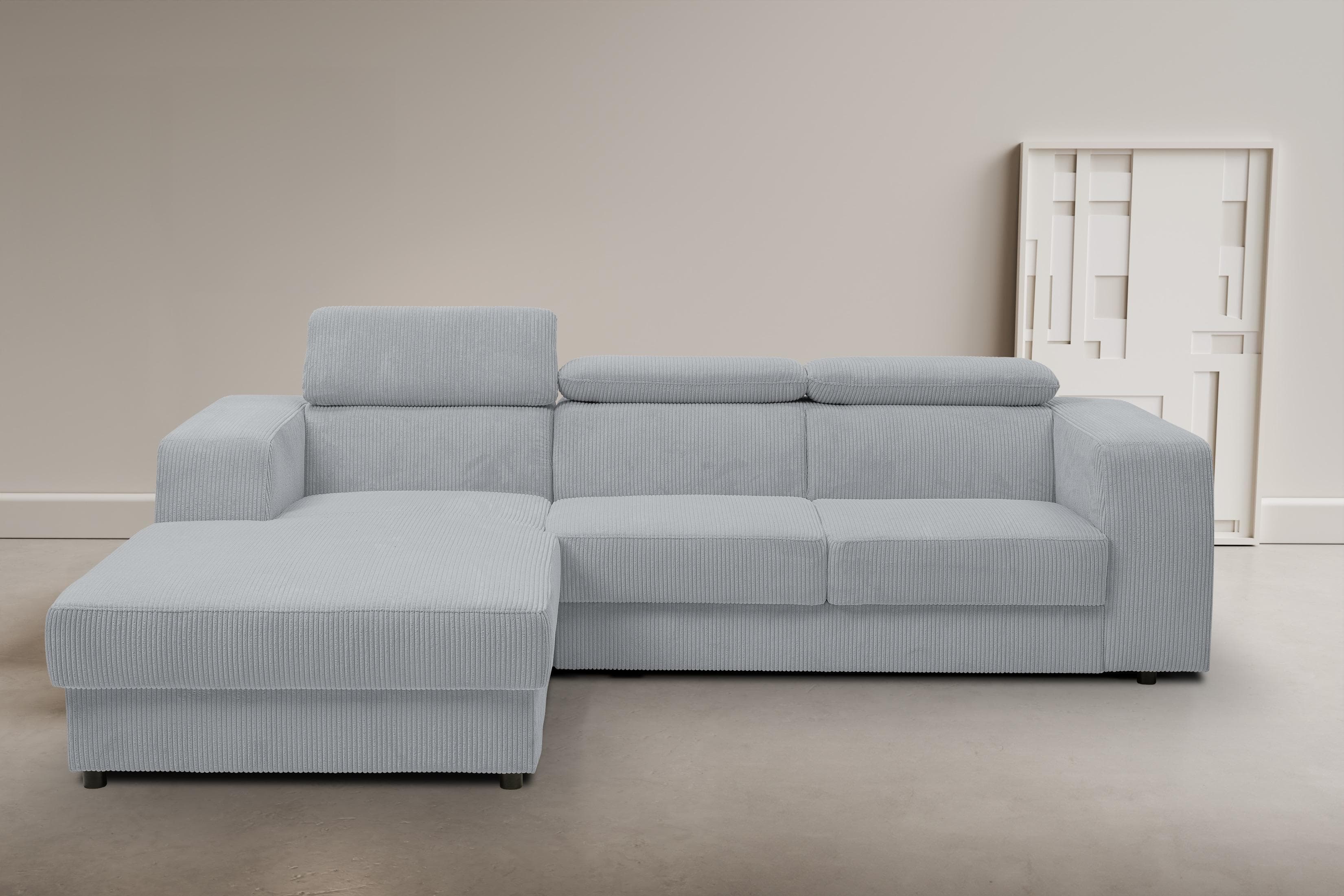Ecksofa WERK2 Grau mit Schlaffunktion und Bettkasten
