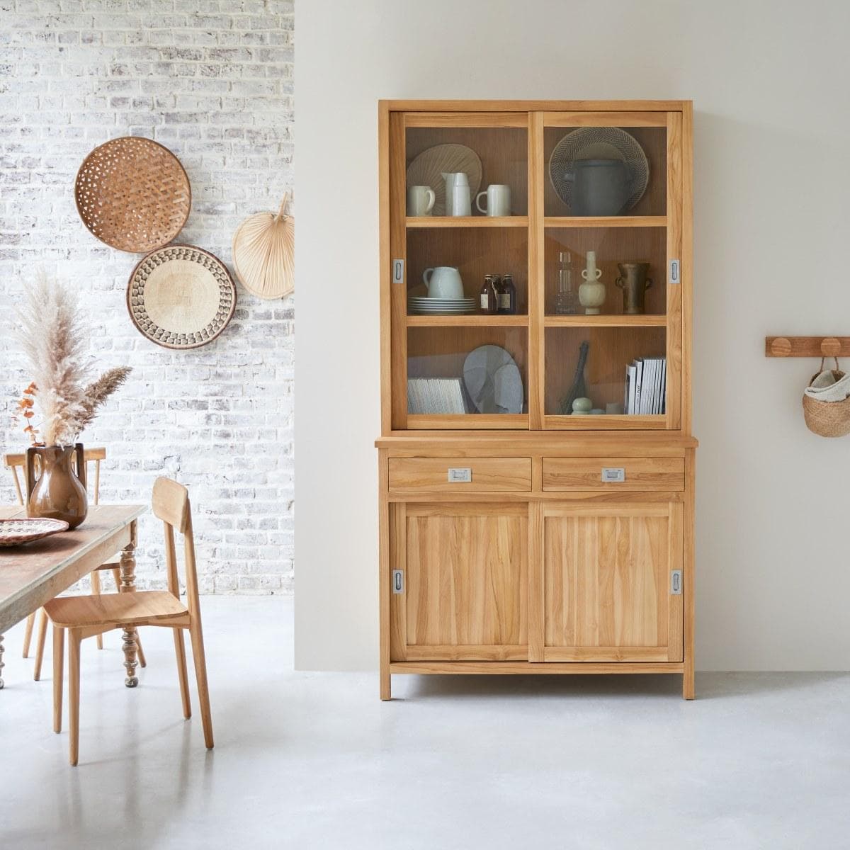 Tikamoon Geschirrschrank Massivholz Teak Braun Coffee Tek