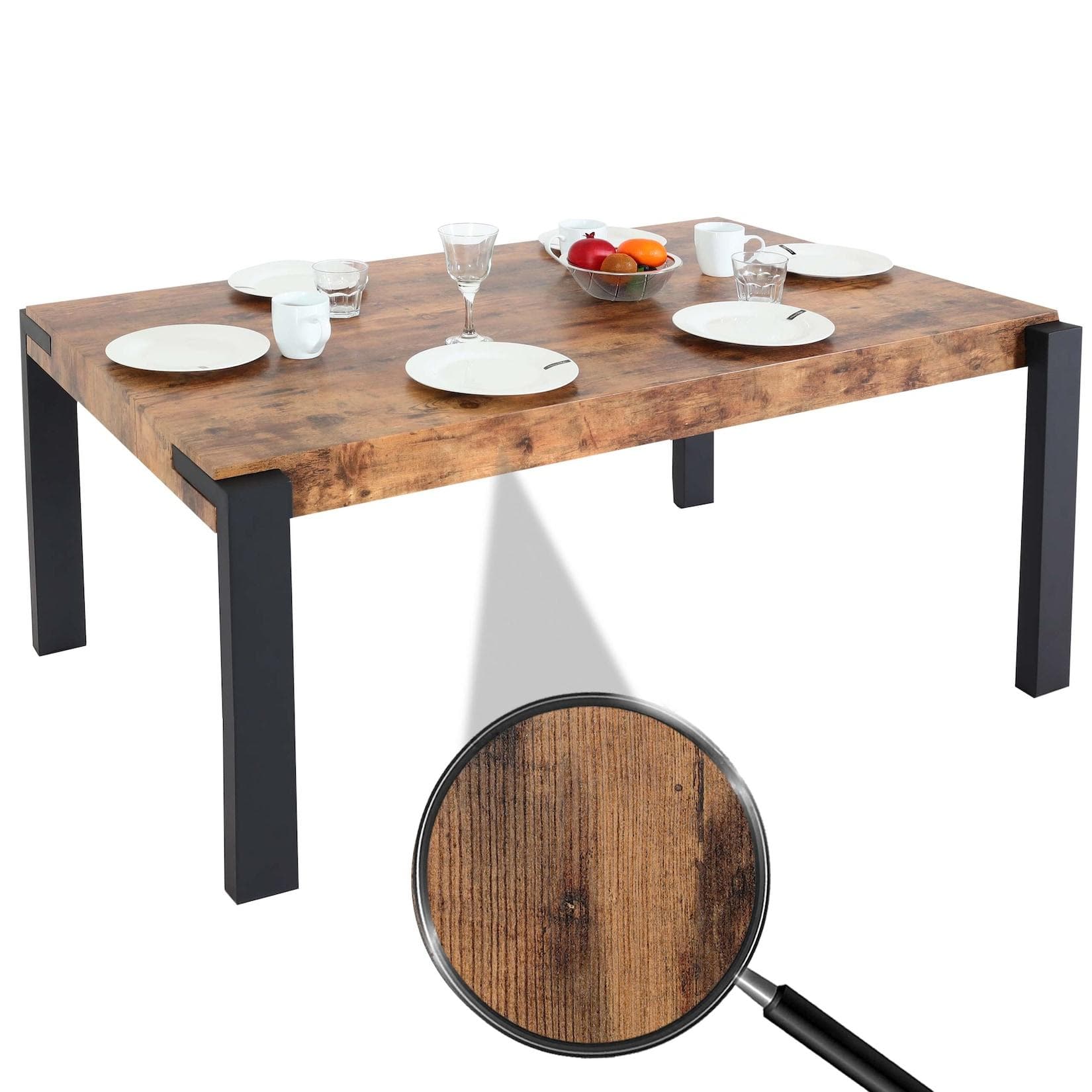 MCW Esstisch Industrial Metall 140x80cm Dunkle Wildeiche