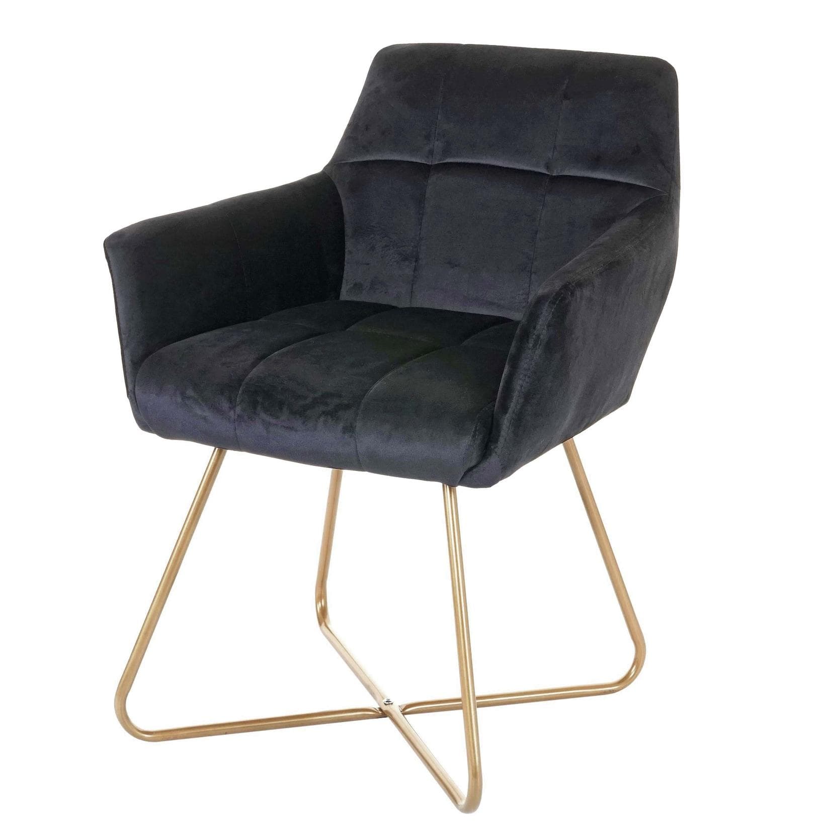Esszimmerstuhl MCW-F37 Retro Design Samt Goldene Füße Schwarz