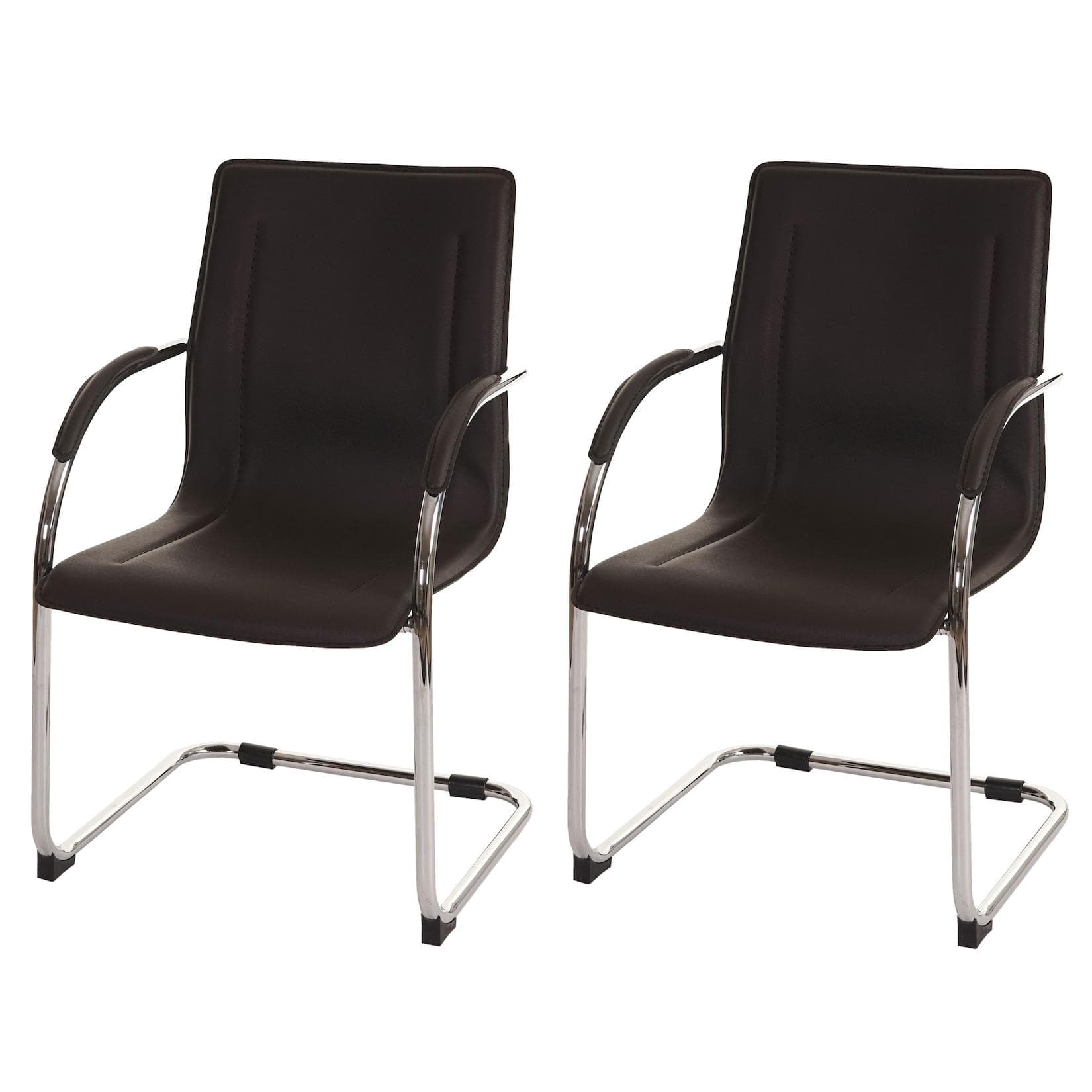 MCW 2er-Set Esszimmerstuhl Perm Freischwinger Küchenstuhl Stahl Braun