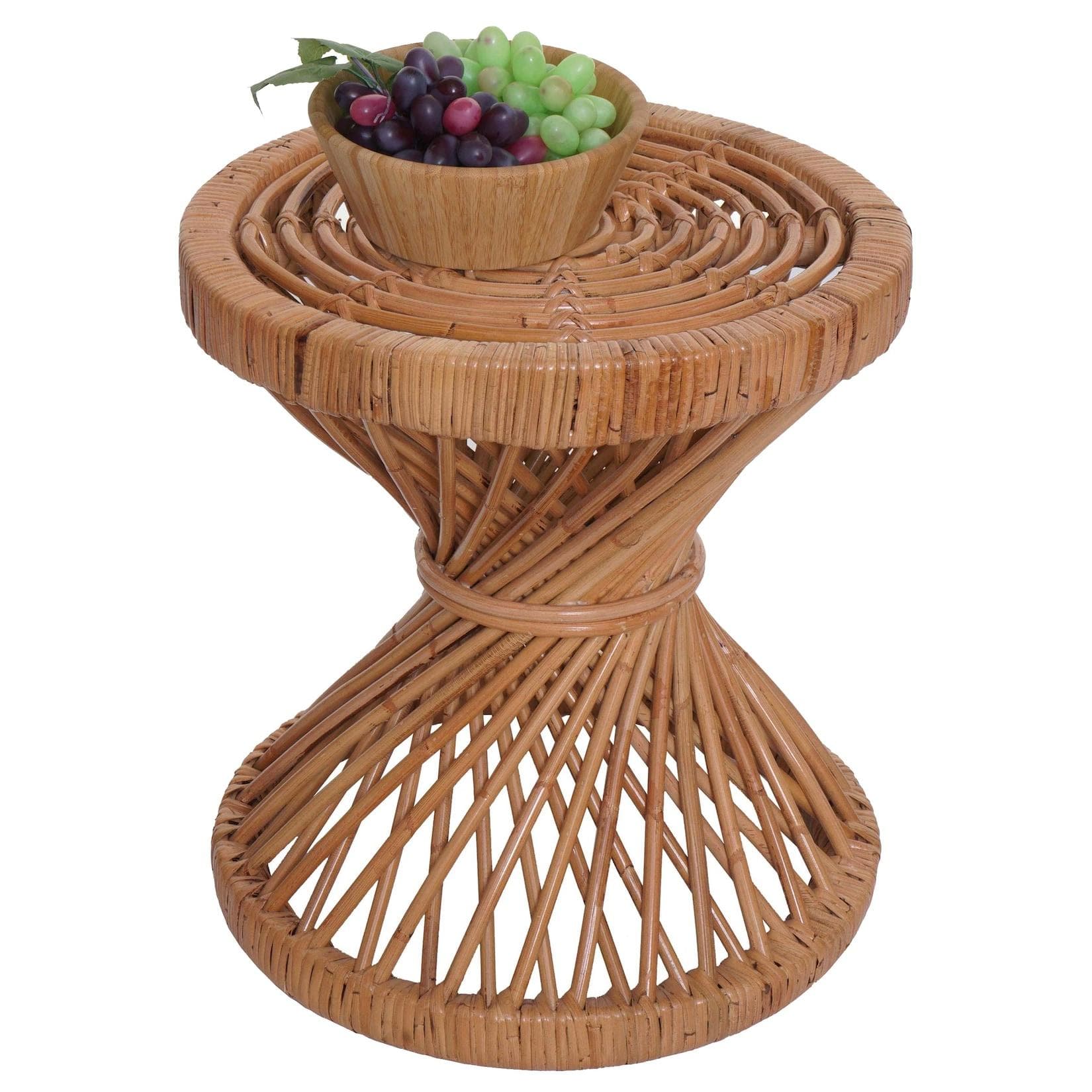 MCW Beistelltisch Kubu Rattan Rund Natur