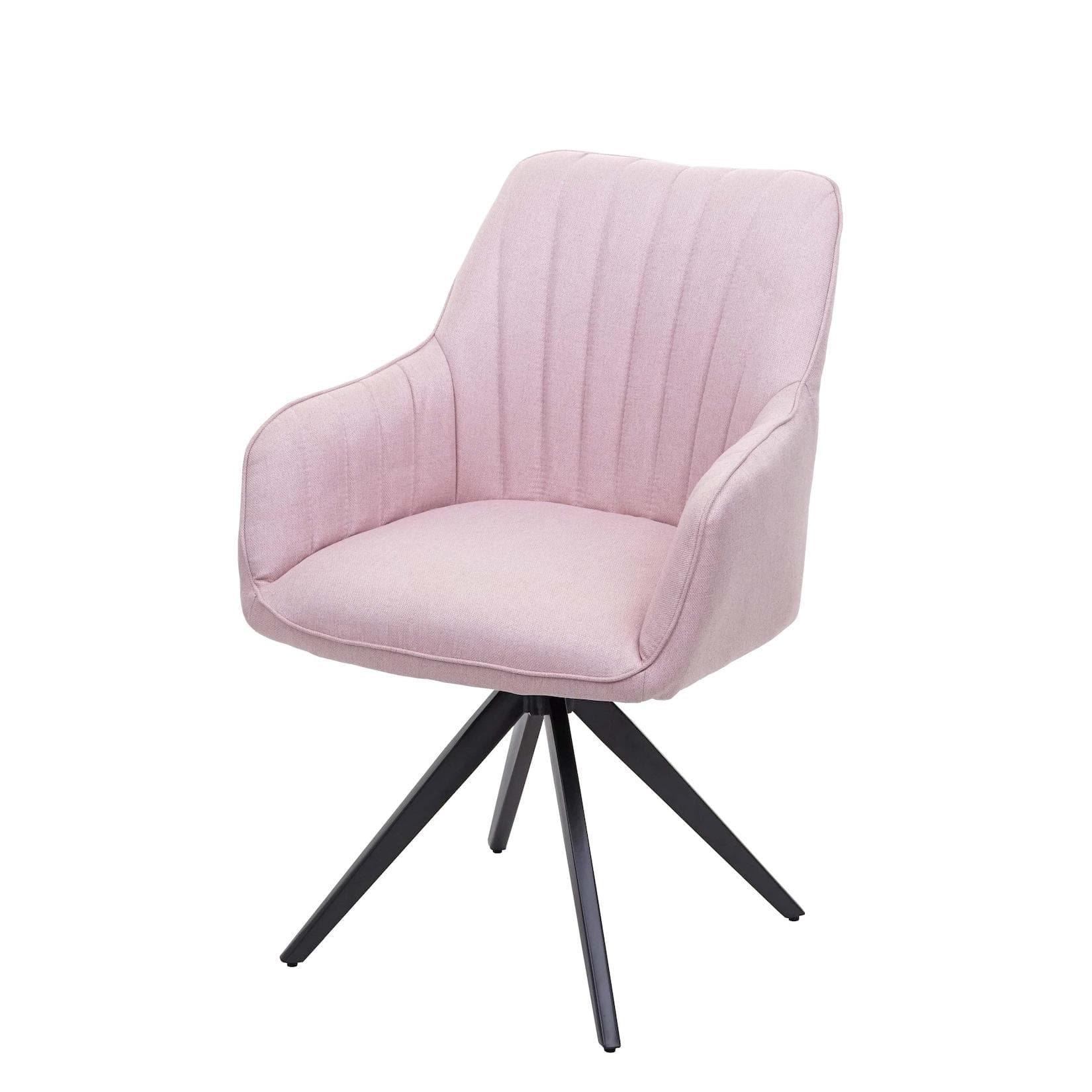 Esszimmerstuhl MCW-H73 Küchenstuhl mit Armlehnen Retro Stahl Stoff Rosa