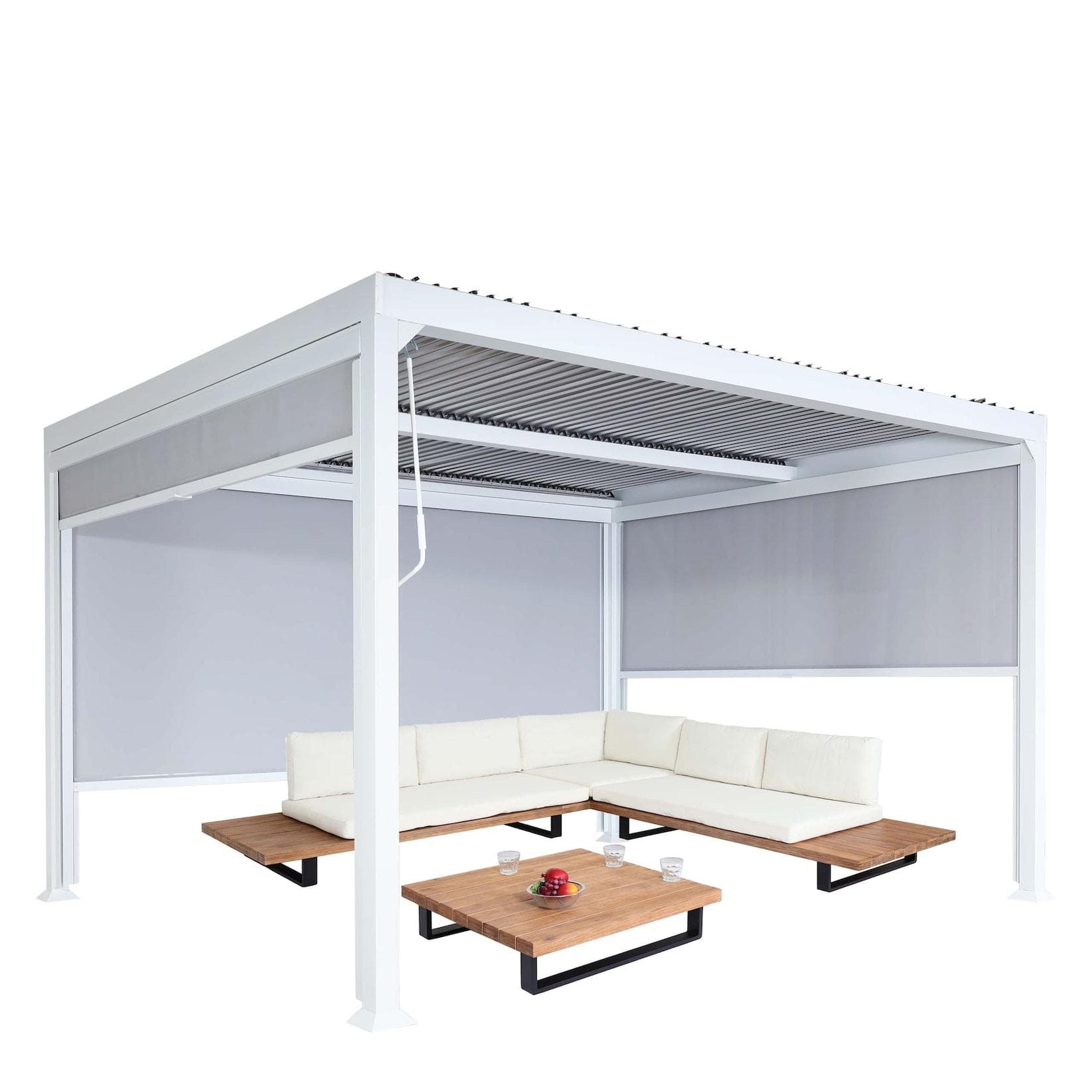 Alu Pergola MCW-L41 Lamellen-Pavillon 3x Seitenwand Weiß