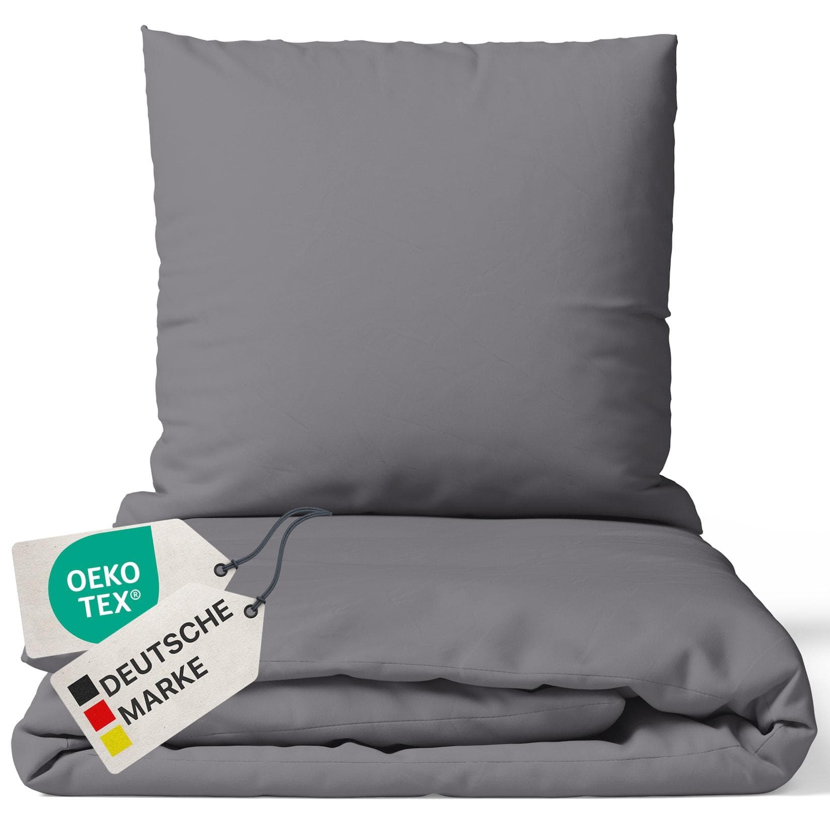 NYVI Bettwäsche Set DreamScience Renforcé Uni Grau 100% Baumwolle
